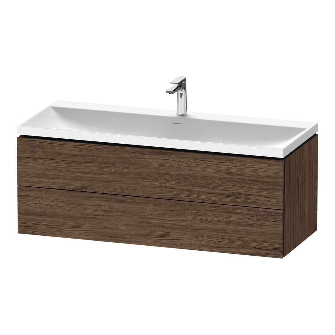 Duravit L-Cube – Έπιπλο Νιπτήρα – 1200 mm, με νιπτήρα, 2 συρτάρια, νιπτήρας κέντρο, 1200 x 480 x 480 mm, έκδοση O – Walnut dark Matt, Decor (LC6953O21210000)