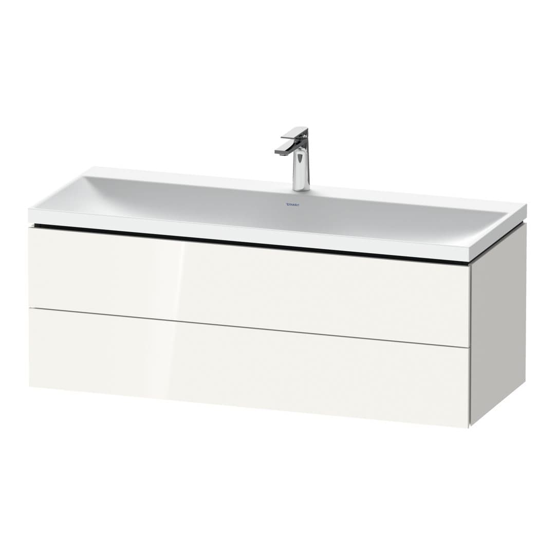 Duravit L-Cube – Έπιπλο Νιπτήρα – 1200 mm, με νιπτήρα, 2 συρτάρια, νιπτήρας κέντρο, 1200 x 480 x 480 mm, έκδοση O – White High Gloss, Decor (LC6953O22220000)