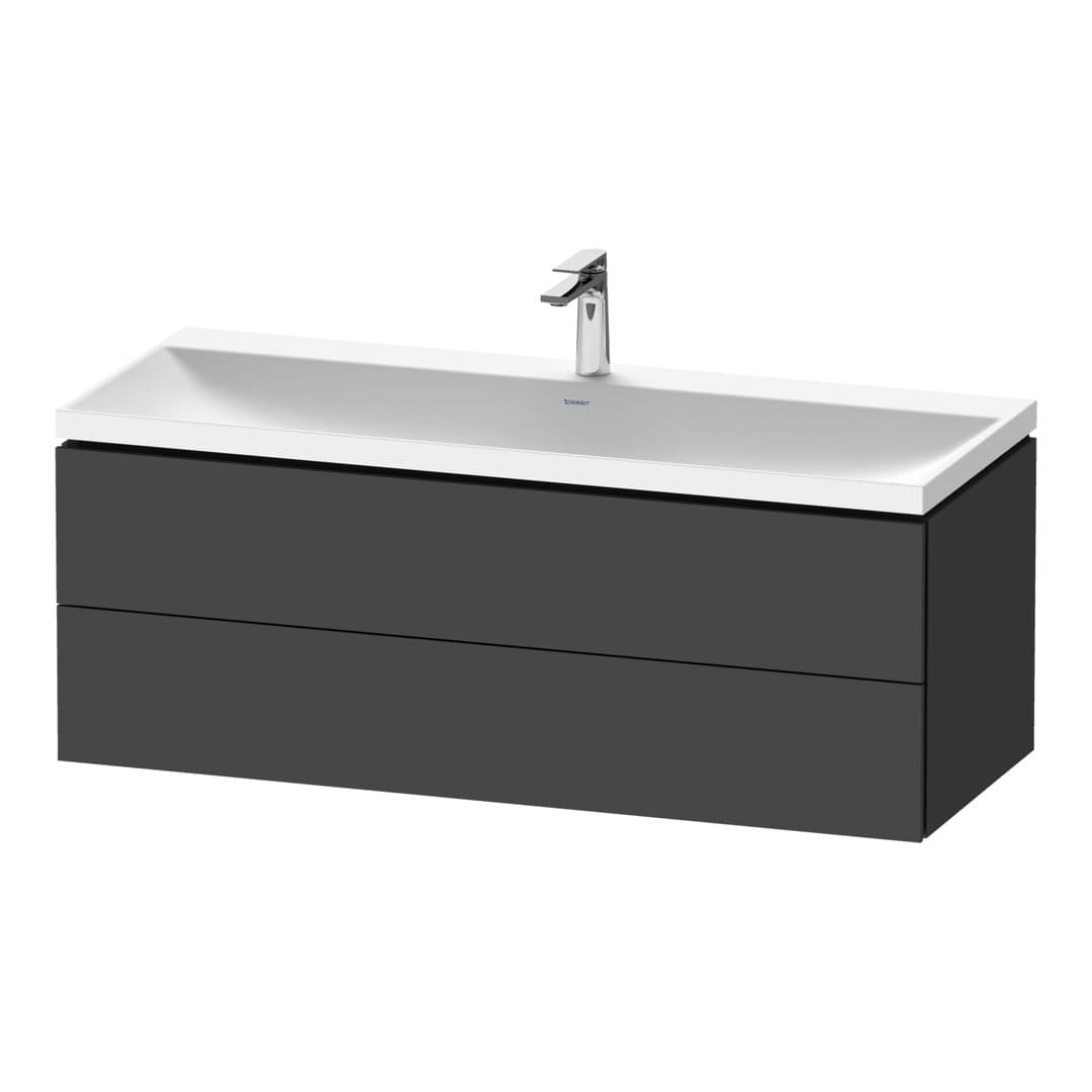 Duravit L-Cube – Έπιπλο Νιπτήρα – 1200 mm, με νιπτήρα, 2 συρτάρια, νιπτήρας κέντρο, 1200 x 480 x 480 mm, έκδοση O, μοντέλο LC6953 – Graphite Matt, Decor (LC6953O49490000)