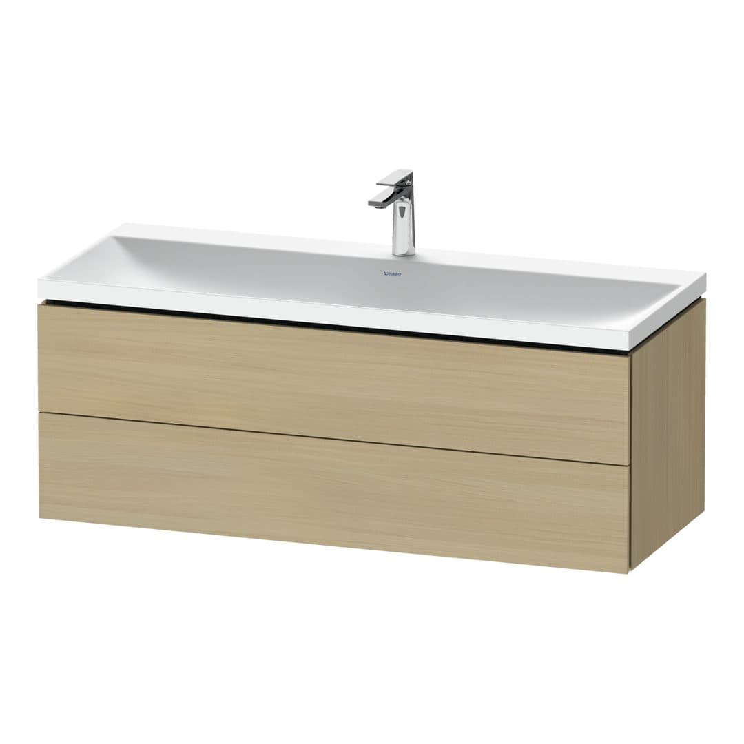 Duravit L-Cube – Έπιπλο Νιπτήρα – 1200 mm, με νιπτήρα, 2 συρτάρια, νιπτήρας κέντρο, 1200 x 480 x 480 mm, έκδοση O, μοντέλο LC6953 – Mediterranean oak Matt, Real wood veneer (LC6953O71710000)