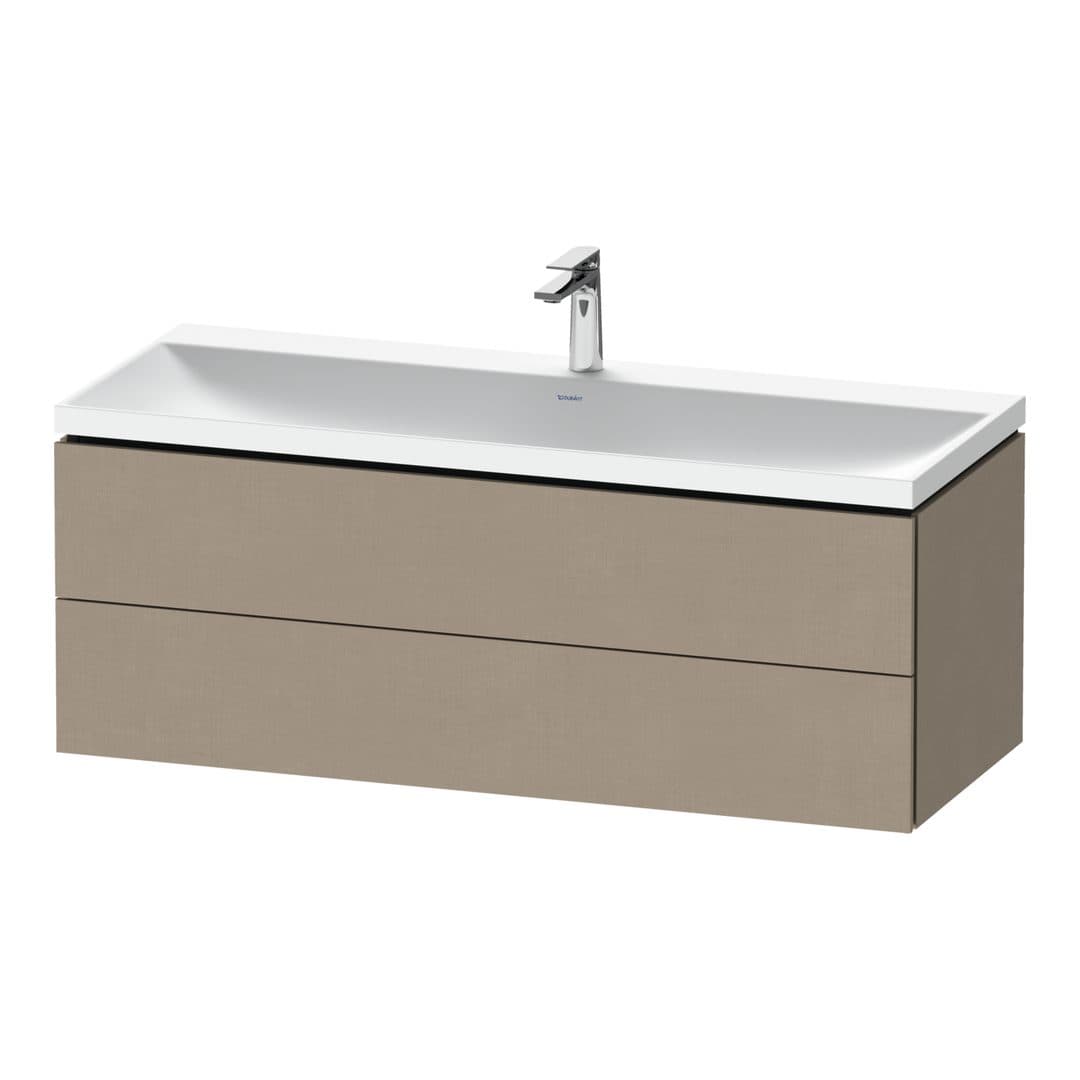 Duravit L-Cube – Έπιπλο Νιπτήρα – 1200 mm, με νιπτήρα, 2 συρτάρια, νιπτήρας κέντρο, 1200 x 480 x 480 mm, έκδοση O, μοντέλο LC6953 – Linen Matt, Decor (LC6953O75750000)