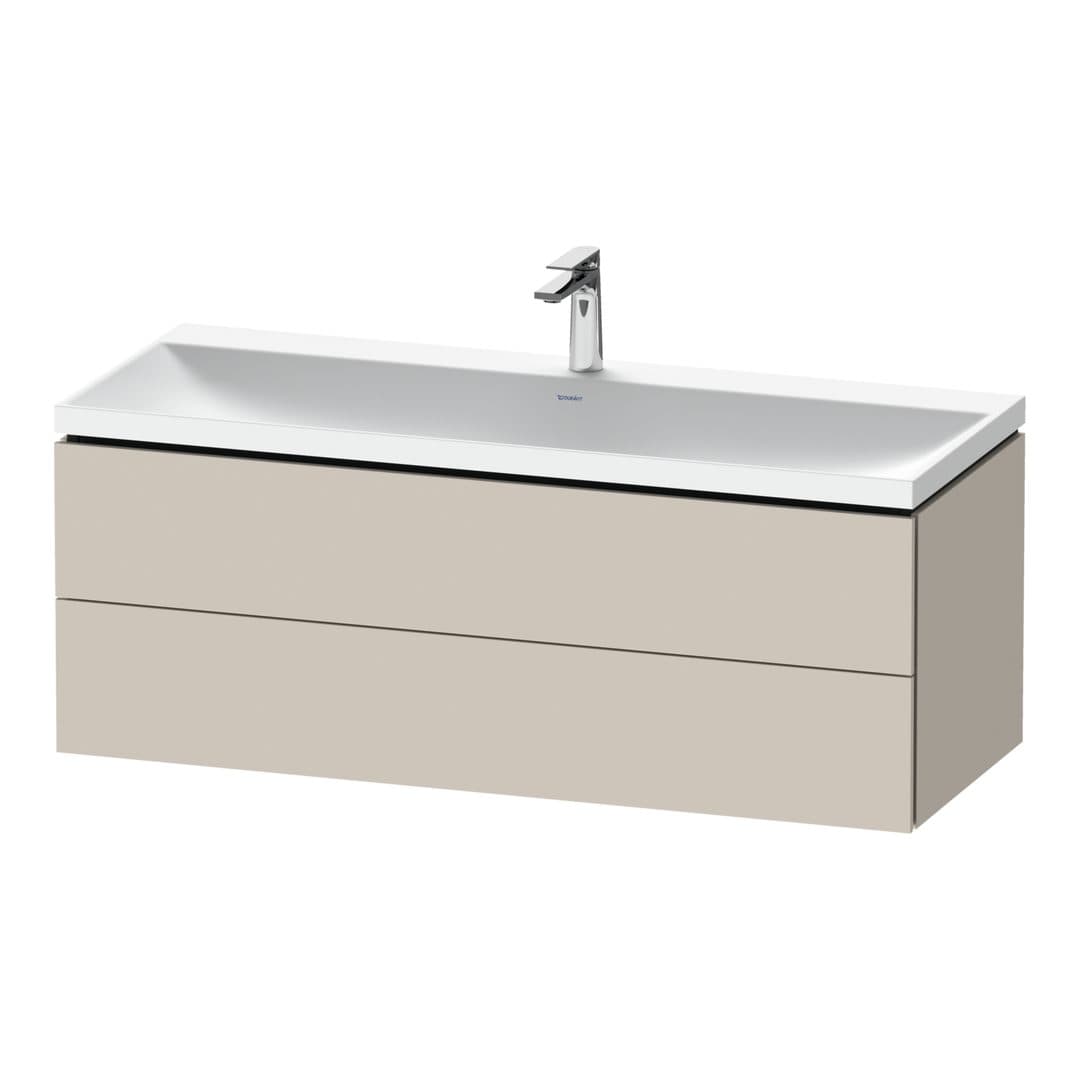 Duravit L-Cube – Έπιπλο Νιπτήρα – 1200 mm, με νιπτήρα, 2 συρτάρια, νιπτήρας κέντρο, 1200 x 480 x 480 mm, έκδοση O, μοντέλο LC6953 – Taupe Matt, Decor (LC6953O91910000)