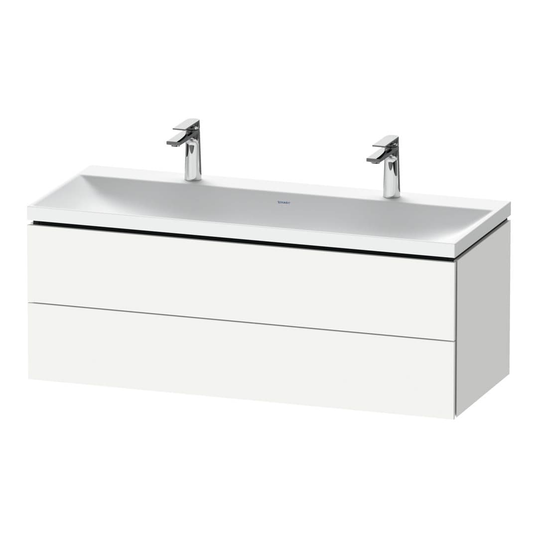 Duravit L-Cube – Έπιπλο Νιπτήρα – 1200 mm, με νιπτήρα, 2 συρτάρια, νιπτήρας κέντρο, 1200 x 480 x 480 mm, έκδοση O, έκδοση Premium – White Matt, Decor (LC6954O18180000)