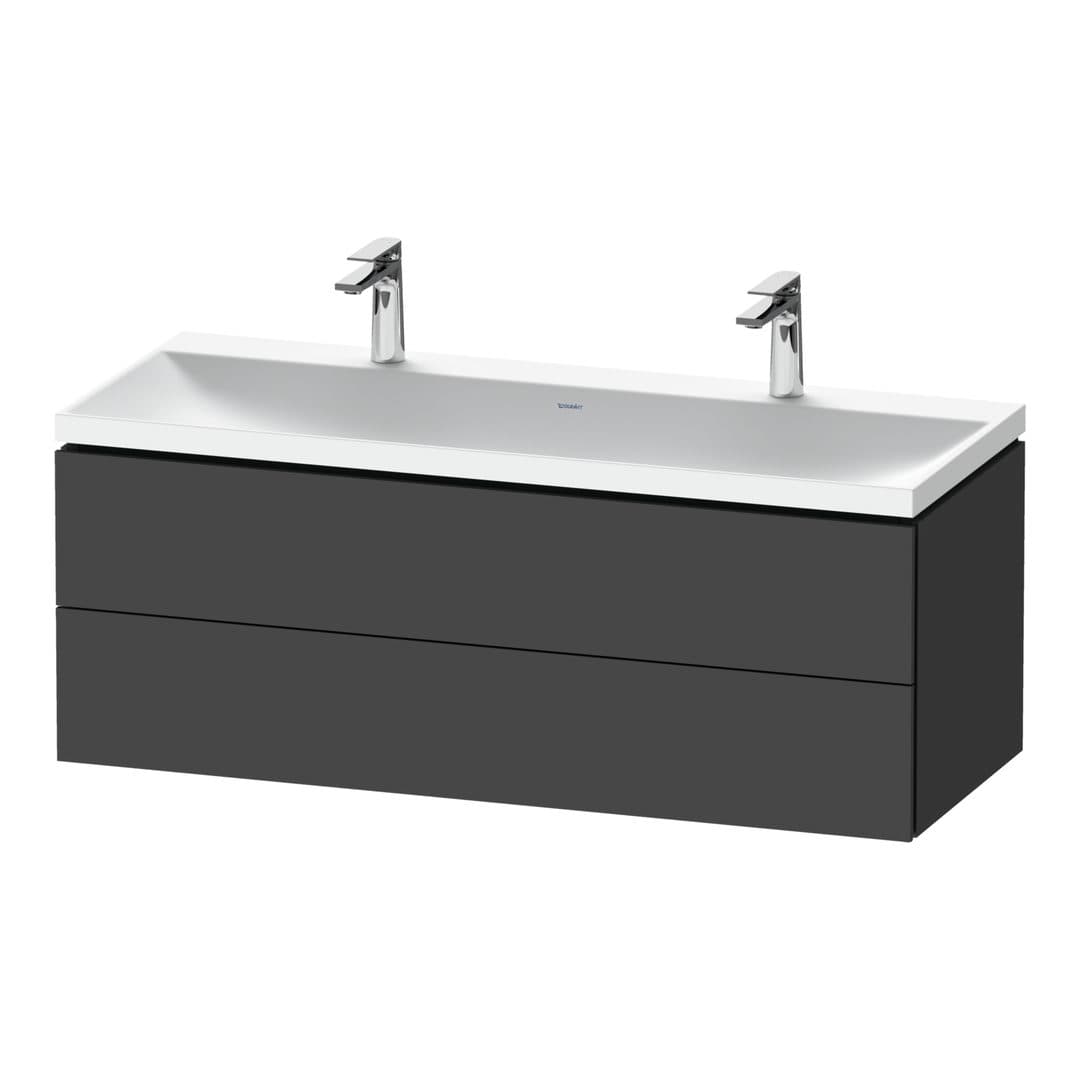 Duravit L-Cube – Έπιπλο Νιπτήρα – 1200 mm, με νιπτήρα, 2 συρτάρια, νιπτήρας κέντρο, 1200 x 480 x 480 mm, έκδοση O, μοντέλο LC6954 – Graphite Matt, Decor (LC6954O49490000)