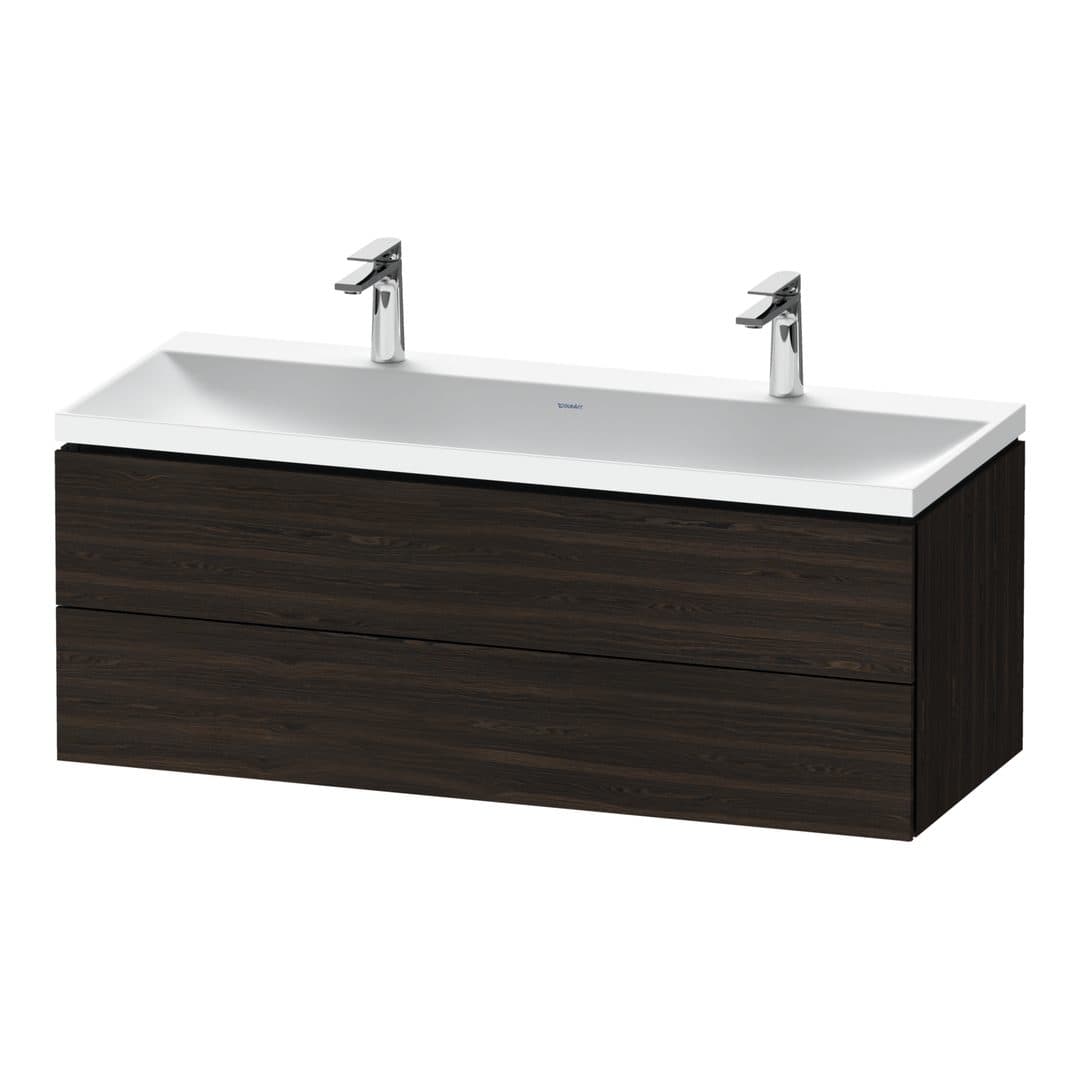Duravit L-Cube – Έπιπλο Νιπτήρα – 1200 mm, με νιπτήρα, 2 συρτάρια, νιπτήρας κέντρο, 1200 x 480 x 480 mm, έκδοση O, μοντέλο LC6954 – Brushed walnut Matt, Real wood veneer (LC6954O69690000)