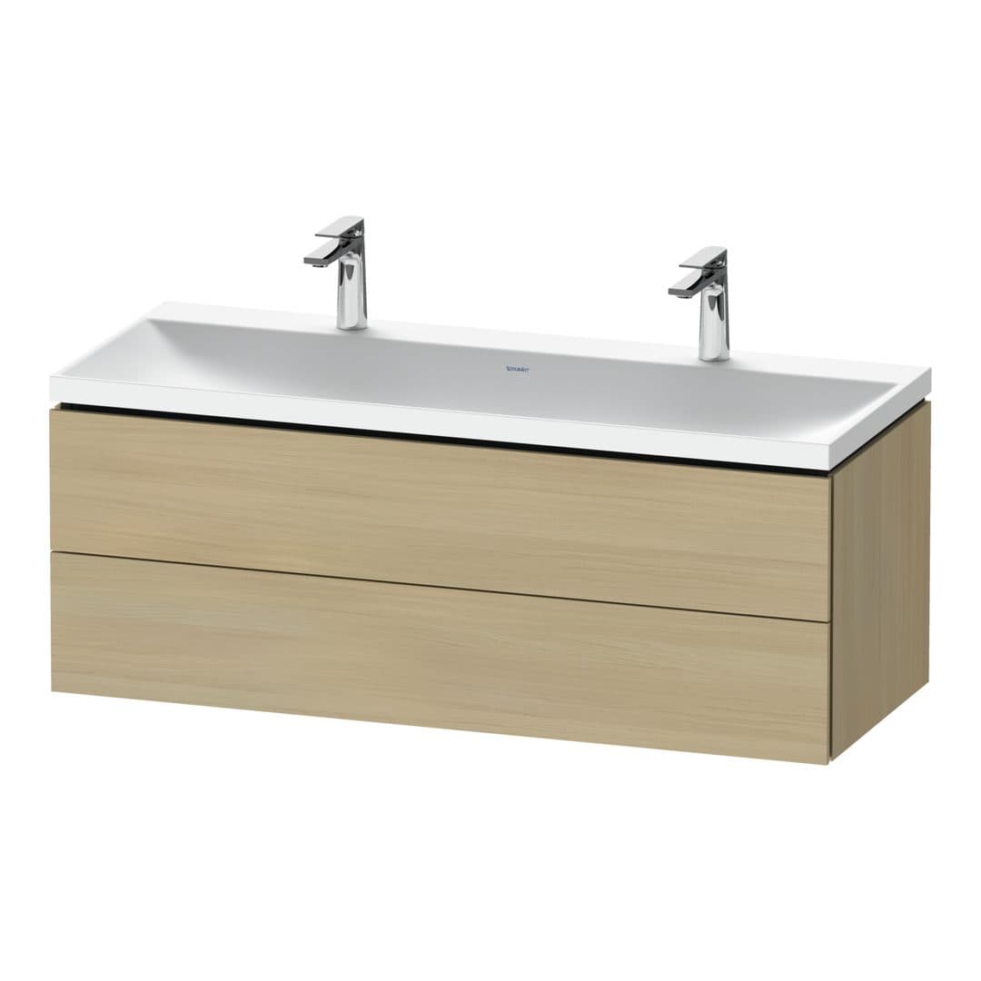 Duravit L-Cube – Έπιπλο Νιπτήρα – 1200 mm, με νιπτήρα, 2 συρτάρια, νιπτήρας κέντρο, 1200 x 480 x 480 mm, έκδοση O, μοντέλο LC6954 – Mediterranean oak Matt, Real wood veneer (LC6954O71710000)