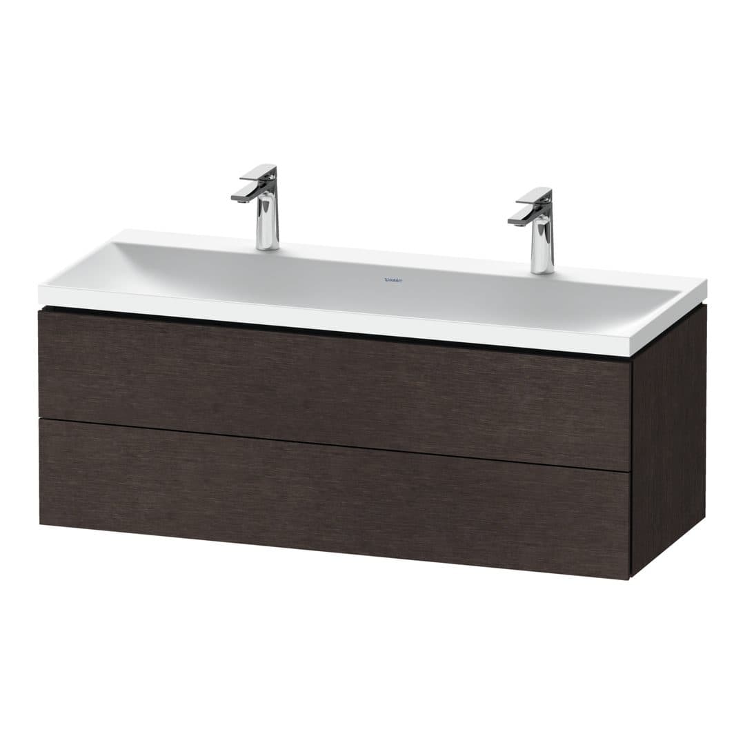 Duravit L-Cube – Έπιπλο Νιπτήρα – 1200 mm, με νιπτήρα, 2 συρτάρια, νιπτήρας κέντρο, 1200 x 480 x 480 mm, έκδοση O, μοντέλο LC6954 – Brushed dark oak Matt, Real wood veneer (LC6954O72720000)