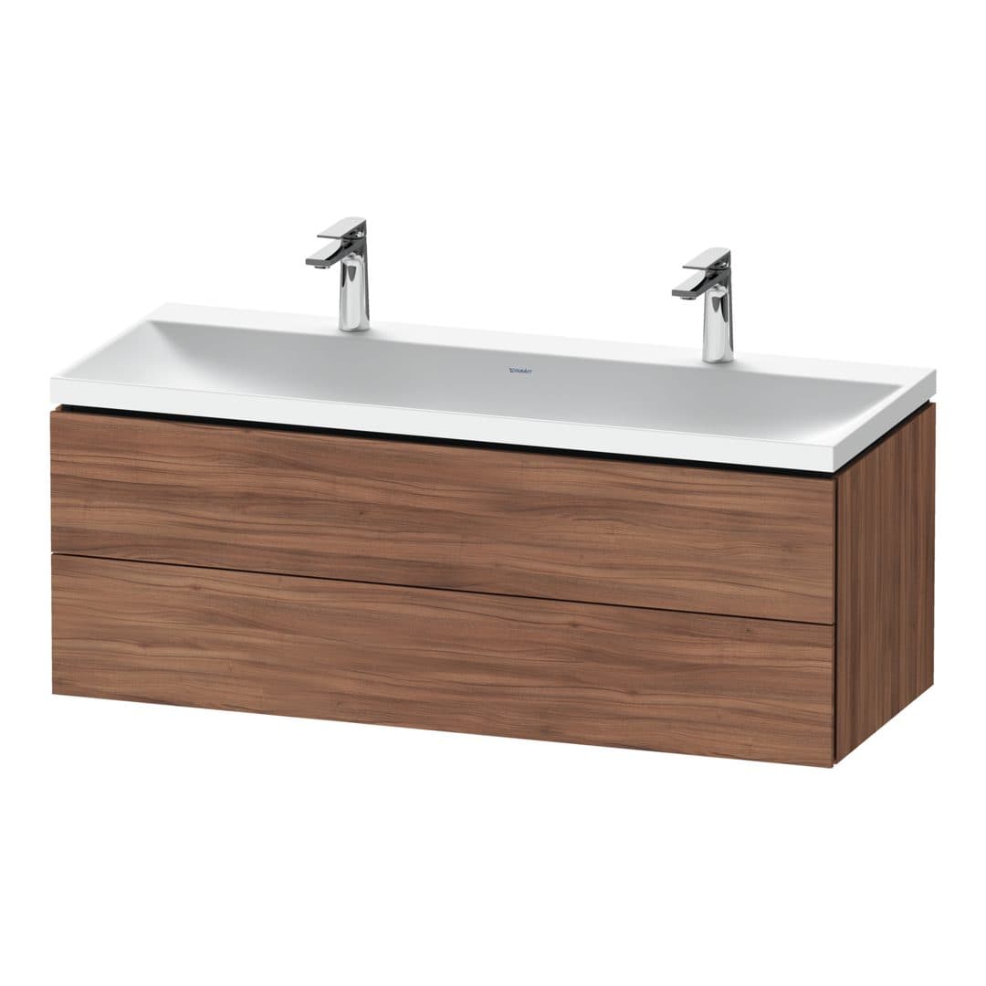 Duravit L-Cube – Έπιπλο Νιπτήρα – 1200 mm, με νιπτήρα, 2 συρτάρια, νιπτήρας κέντρο, 1200 x 480 x 480 mm, έκδοση O, μοντέλο LC6954 – Walnut Matt, Decor (LC6954O79790000)