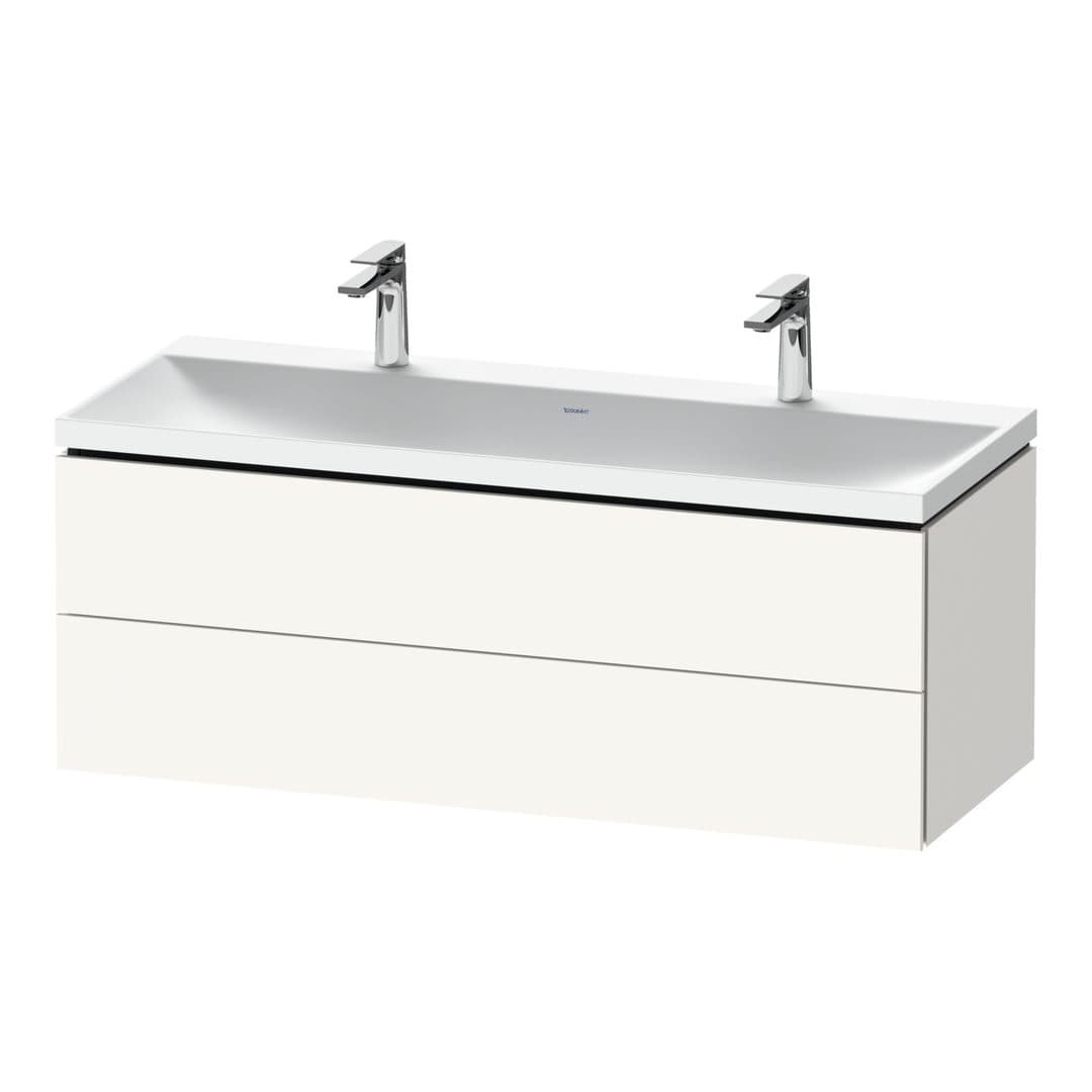 Duravit L-Cube – Έπιπλο Νιπτήρα – 1200 mm, με νιπτήρα, 2 συρτάρια, νιπτήρας κέντρο, 1200 x 480 x 480 mm, έκδοση O, μοντέλο LC6954 – White Super Matt, Decor (LC6954O84840000)