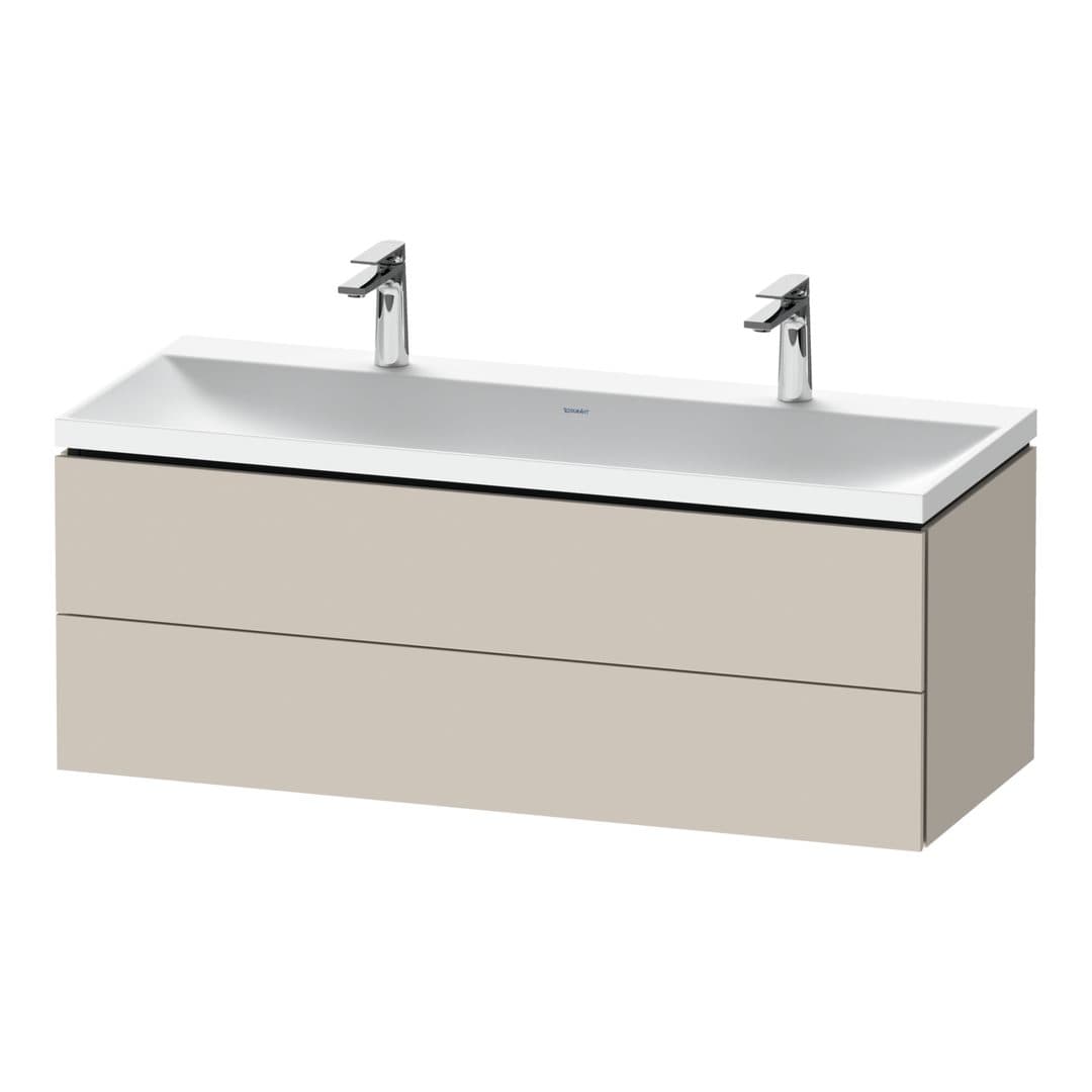 Duravit L-Cube – Έπιπλο Νιπτήρα – 1200 mm, με νιπτήρα, 2 συρτάρια, νιπτήρας κέντρο, 1200 x 480 x 480 mm, έκδοση O, μοντέλο LC6954 – Taupe Matt, Decor (LC6954O91910000)
