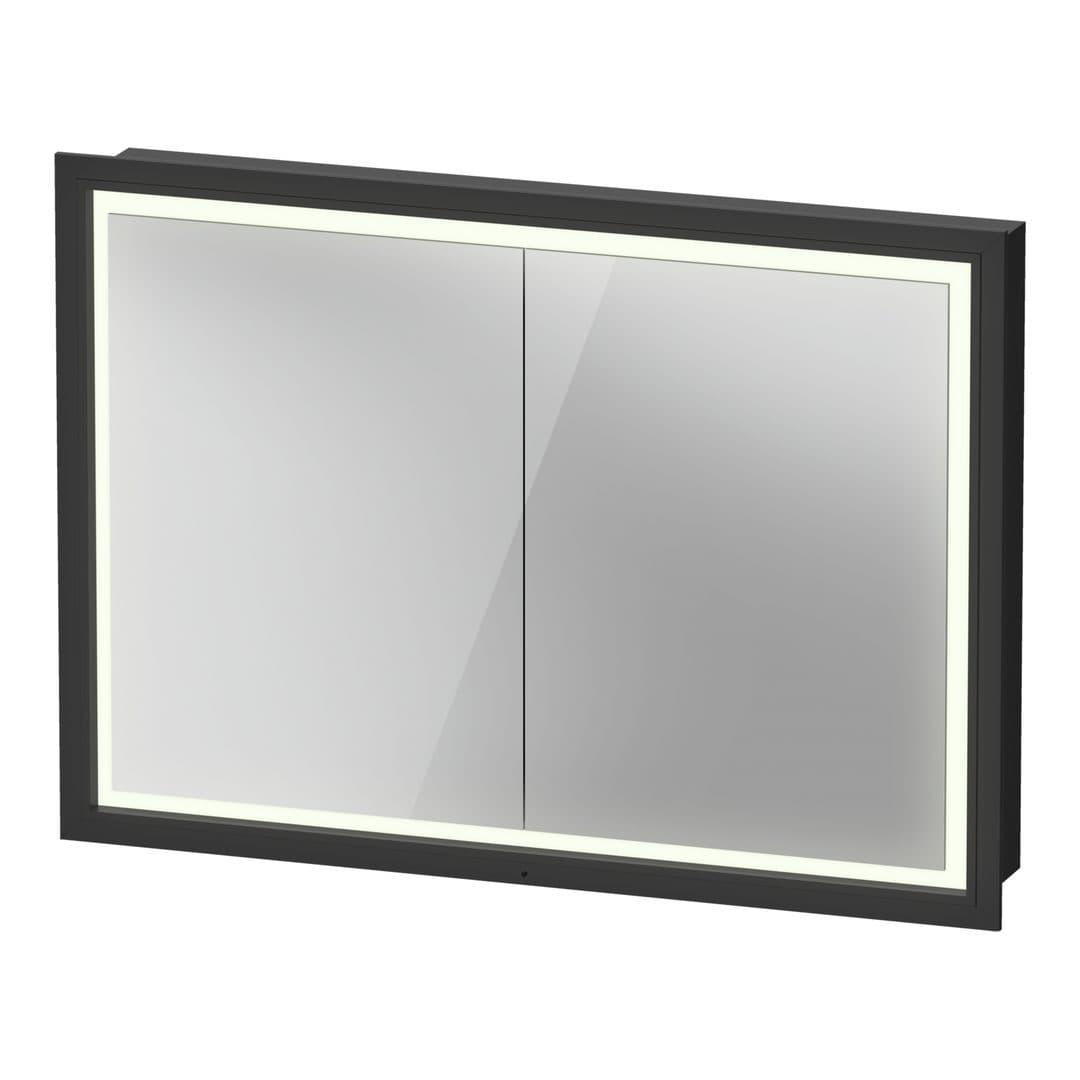 Duravit L-Cube – Καθρέπτης Μπάνιου – 1000×700 mm, καθρεπτοντούλαπο, 2 πόρτες, με φωτισμό LED, Socket – Graphite (LC7652049490000)