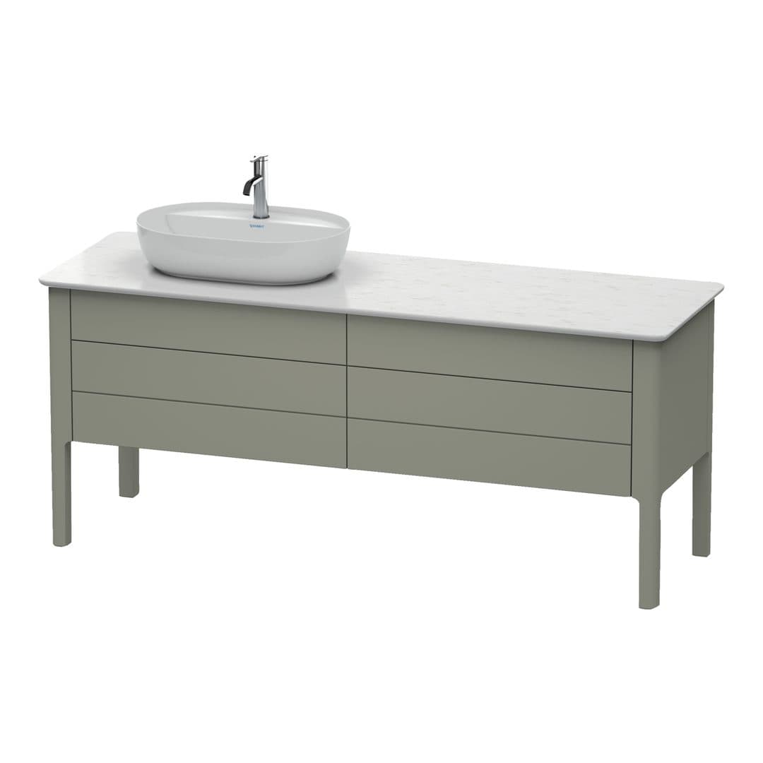 Duravit Luv – Έπιπλο Νιπτήρα – 1733 mm, για κονσόλα, 4 συρτάρια, νιπτήρας αριστερά – Stone grey Satin Matt, Lacquer (LU9568L9292)