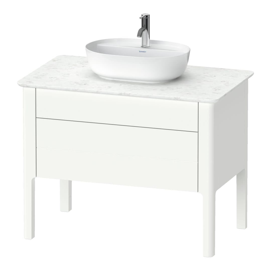 Duravit Luv – Έπιπλο Νιπτήρα – 938 mm, για κονσόλα, 2 συρτάρια, νιπτήρας κέντρο – White Satin Matt, Lacquer (LU956903636)