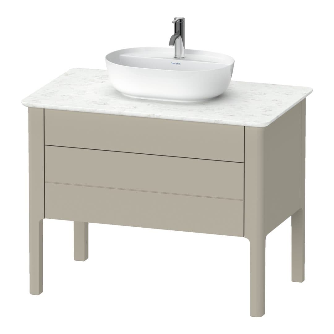 Duravit Luv – Έπιπλο Νιπτήρα – 938 mm, για κονσόλα, 2 συρτάρια, νιπτήρας κέντρο – Taupe Satin Matt, Lacquer (LU956906060)
