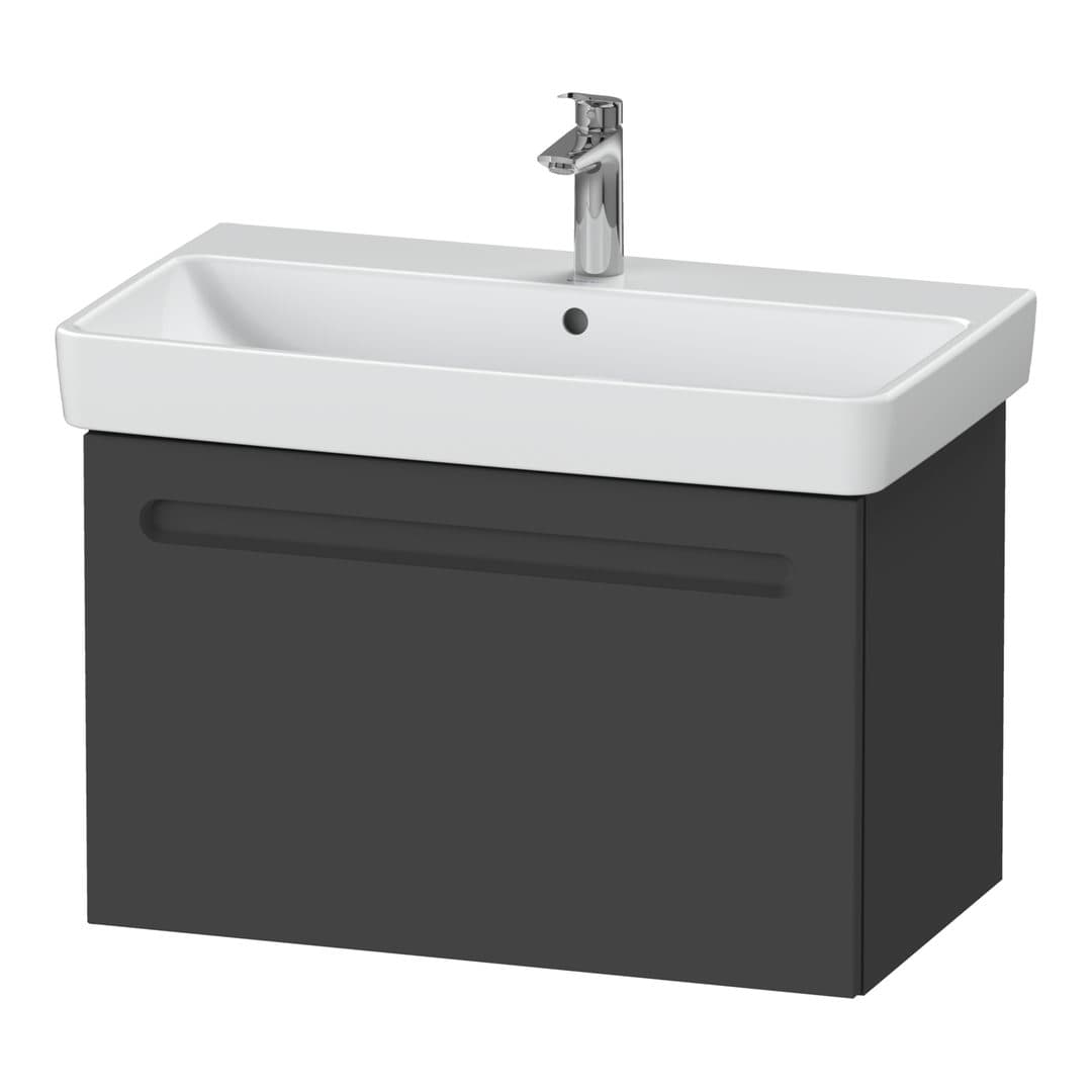 Duravit No.1 – Έπιπλο Νιπτήρα – 740 mm, 1 συρτάρι, νιπτήρας κέντρο, με εγκοπή σιφωνιού – Graphite Matt, Decor (N14383049490000)