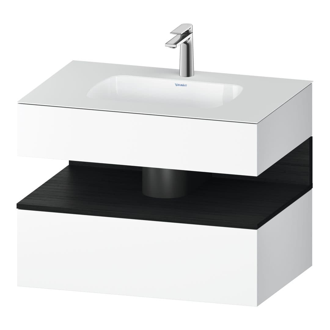Duravit Collection One – Έπιπλο Νιπτήρα – 800 mm, με νιπτήρα, με κονσόλα, 1 συρτάρι, νιπτήρας κέντρο, με φωτισμό LED, Black oak White Matt – White Matt, Decor (QA4785016180010)