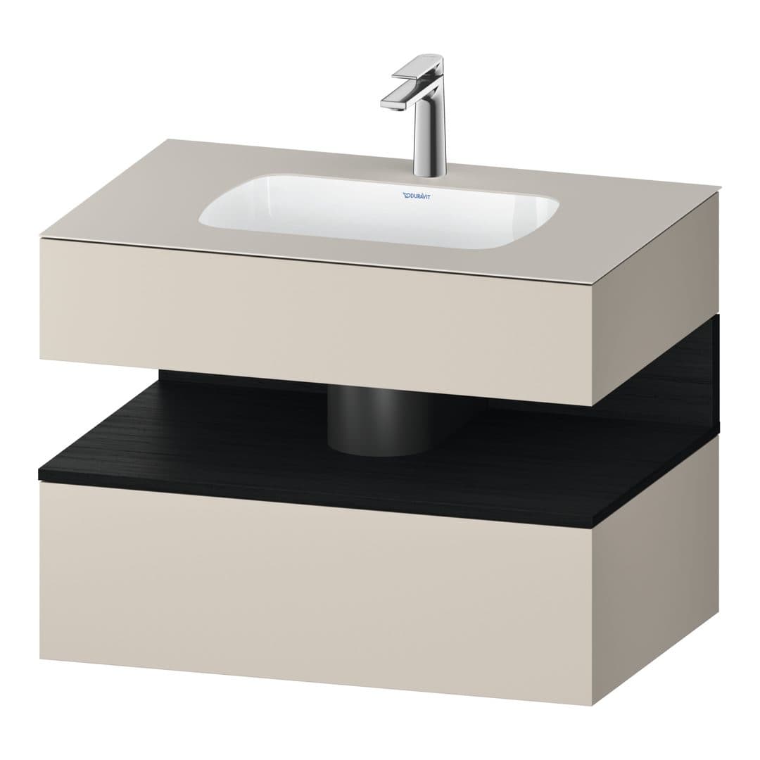 Duravit Collection One – Έπιπλο Νιπτήρα – 800 mm, με νιπτήρα, με κονσόλα, 1 συρτάρι, νιπτήρας κέντρο, με φωτισμό LED – Taupe Matt, Decor (QA4785016910010)
