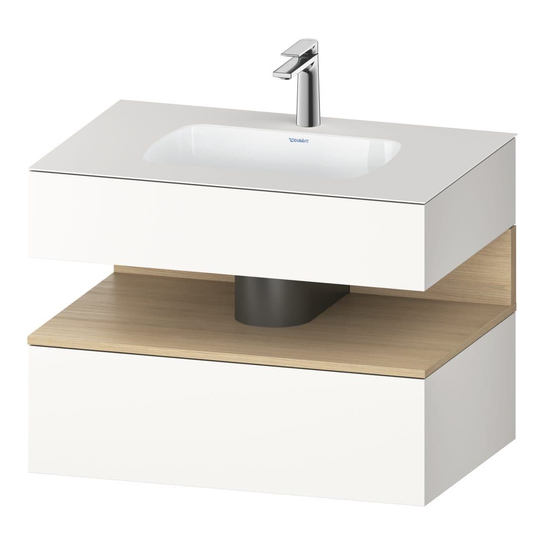 Duravit Collection One – Έπιπλο Νιπτήρα – 800 mm, με νιπτήρα, με κονσόλα, 1 συρτάρι, νιπτήρας κέντρο, με φωτισμό LED, Natural oak White Matt Super Matt – White Super Matt, Decor (QA4785030840010)
