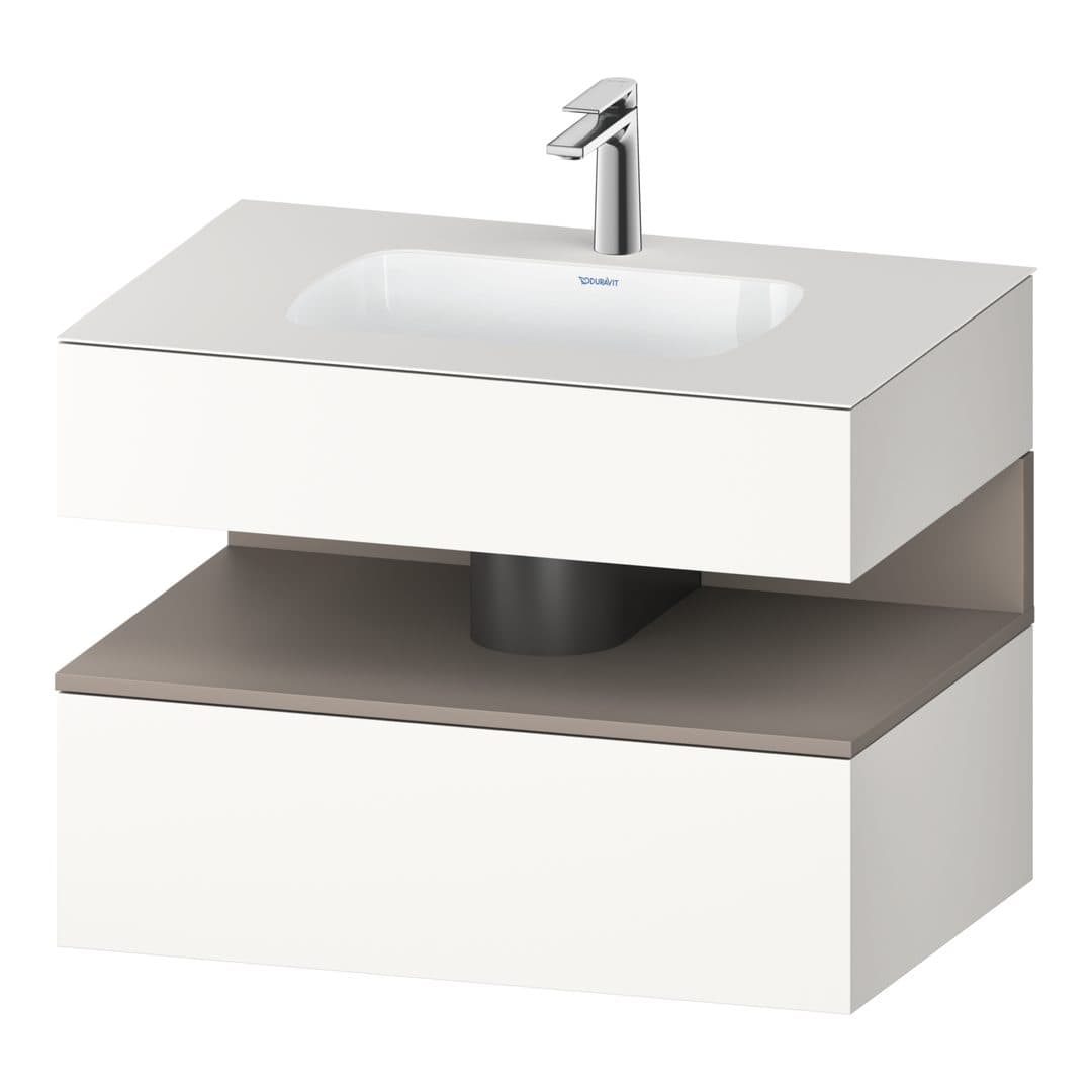 Duravit Collection One – Έπιπλο Νιπτήρα – 800 mm, με νιπτήρα, με κονσόλα, 1 συρτάρι, νιπτήρας κέντρο, με φωτισμό LED, Basalte White Matt Super Matt – White Super Matt, Decor (QA4785043840010)