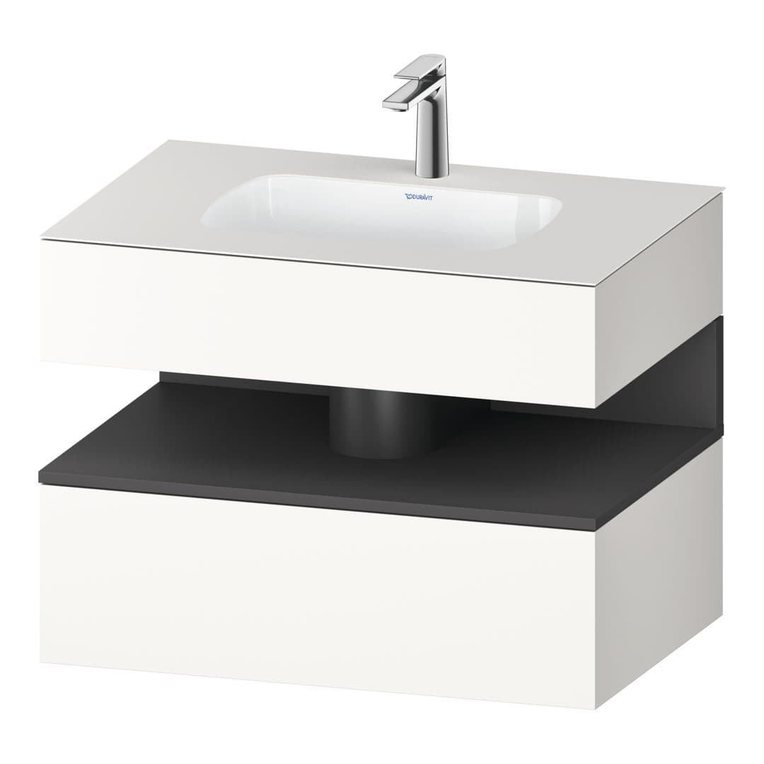 Duravit Collection One – Έπιπλο Νιπτήρα – 800 mm, με νιπτήρα, με κονσόλα, 1 συρτάρι, νιπτήρας κέντρο, Graphite White Matt Super Matt – White Super Matt, Decor (QA4785049840000)