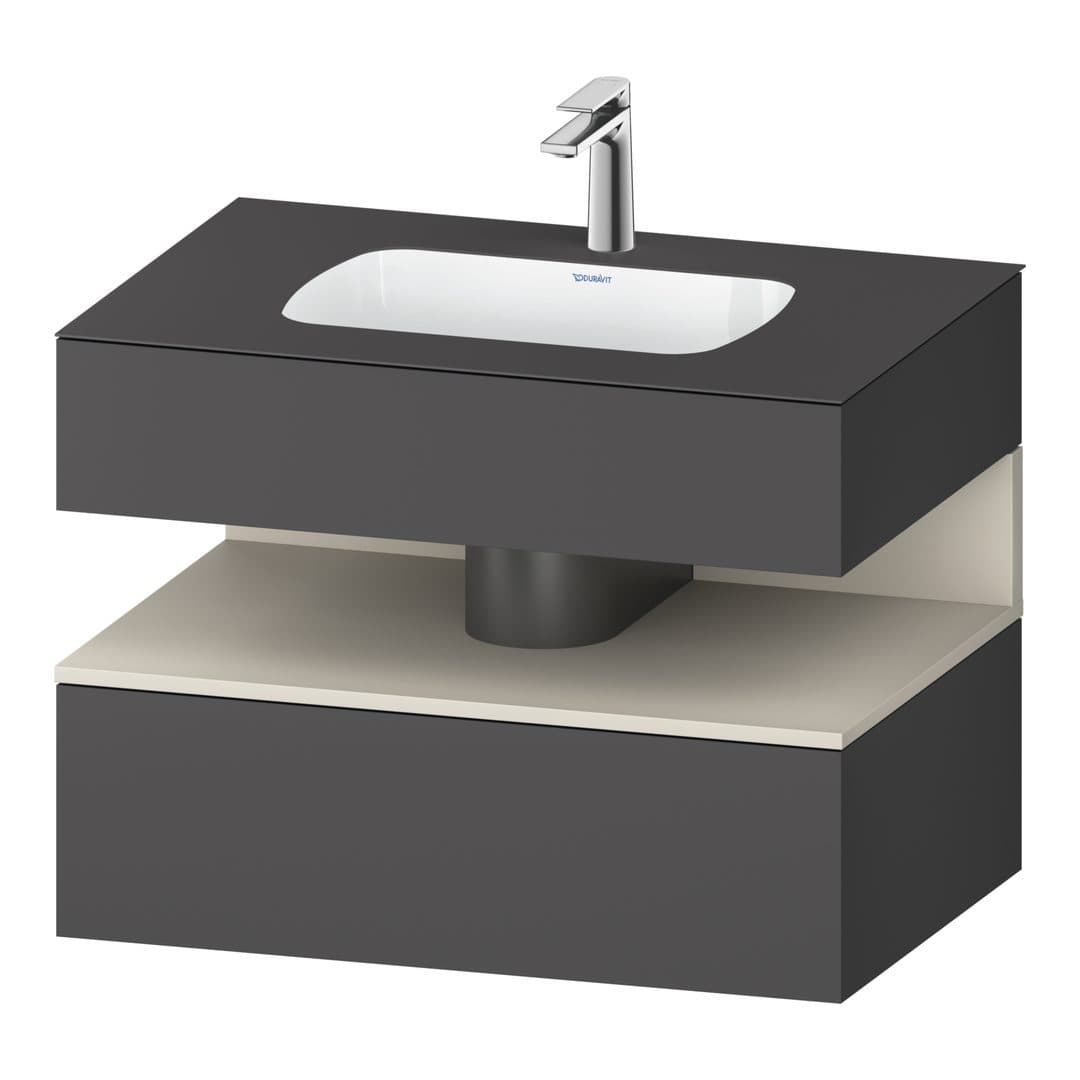 Duravit Collection One – Έπιπλο Νιπτήρα – 800 mm, με νιπτήρα, με κονσόλα, 1 συρτάρι, νιπτήρας κέντρο, Graphite Taupe Matt Super Matt – Graphite Matt, Decor (QA4785083490000)