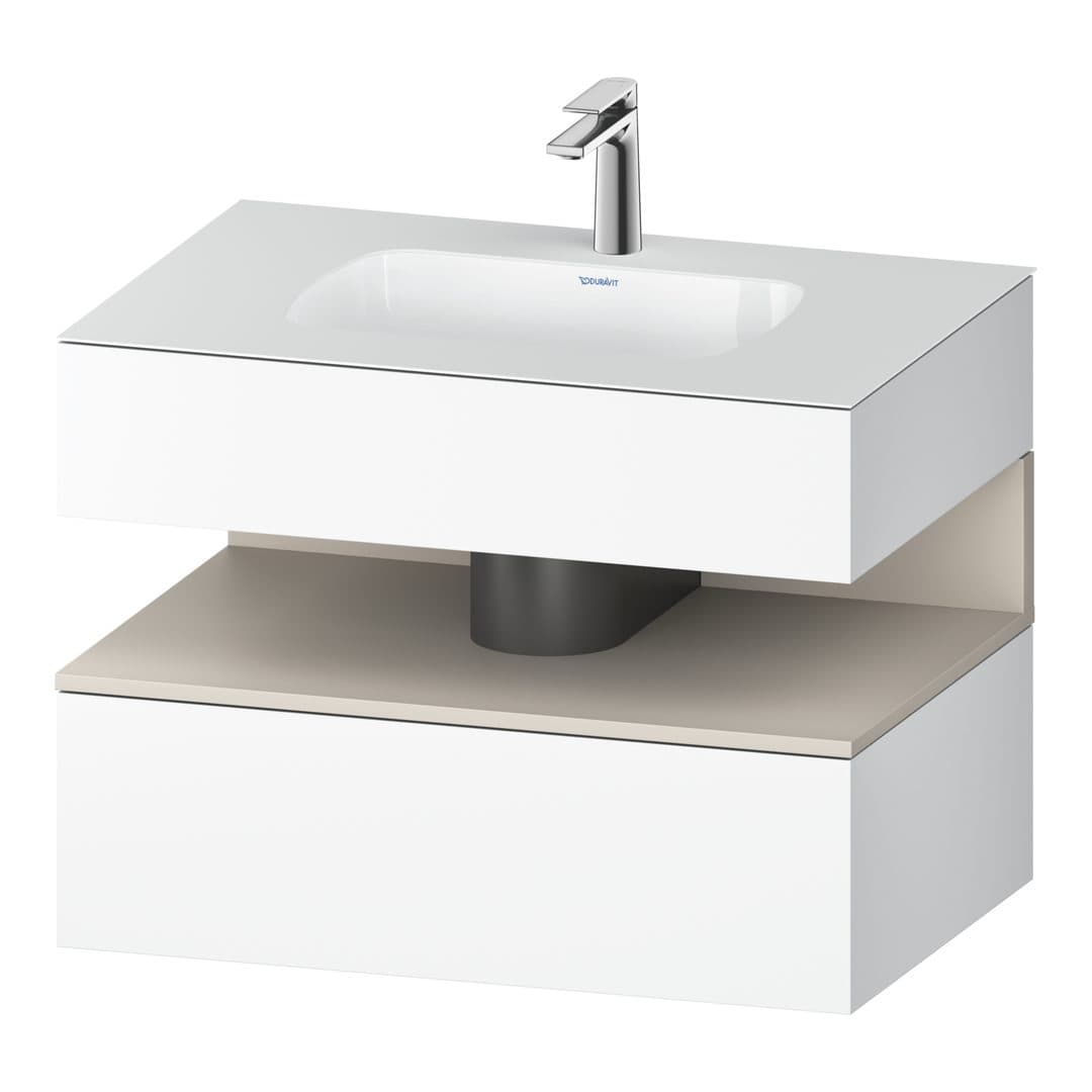 Duravit Collection One – Έπιπλο Νιπτήρα – 800 mm, με νιπτήρα, με κονσόλα, 1 συρτάρι, νιπτήρας κέντρο, με φωτισμό LED, Taupe White Matt – White Matt, Decor (QA4785091180010)
