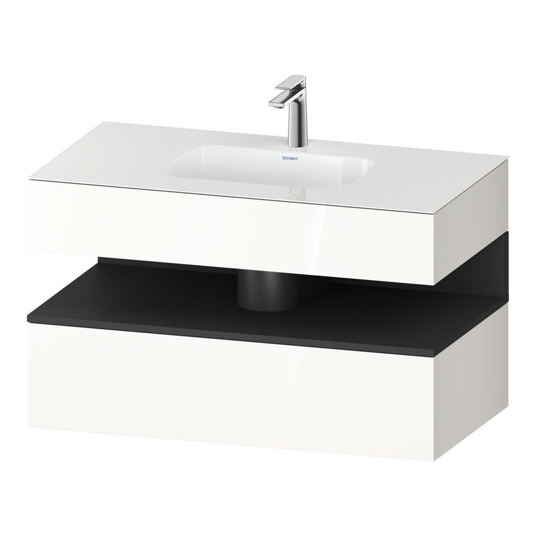 Duravit Collection One – Έπιπλο Νιπτήρα – 1000 mm, με νιπτήρα, με κονσόλα, 1 συρτάρι, νιπτήρας κέντρο, Graphite White High Gloss Matt – White High Gloss, Decor (QA4786049220000)