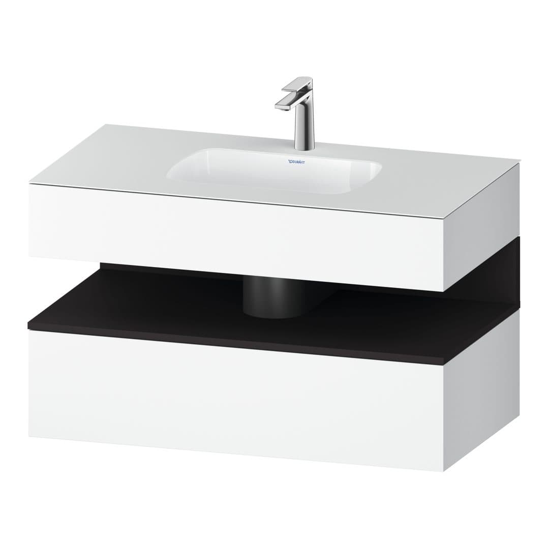 Duravit Collection One – Έπιπλο Νιπτήρα – 1000 mm, με νιπτήρα, με κονσόλα, 1 συρτάρι, νιπτήρας κέντρο, με φωτισμό LED, Graphite White Matt Super Matt – White Matt, Decor (QA4786080180010)