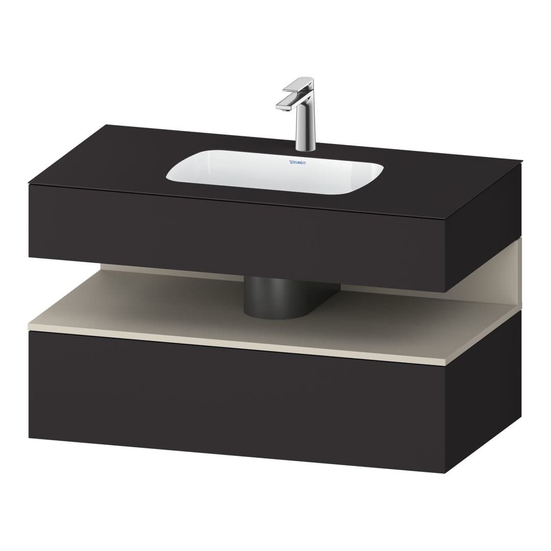 Duravit Collection One – Έπιπλο Νιπτήρα – 1000 mm, με νιπτήρα, με κονσόλα, 1 συρτάρι, νιπτήρας κέντρο, Graphite Taupe Super Matt – Graphite Super Matt, Decor (QA4786083800000)