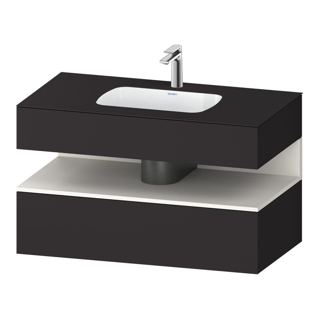 Duravit Collection One – Έπιπλο Νιπτήρα – 1000 mm, με νιπτήρα, με κονσόλα, 1 συρτάρι, νιπτήρας κέντρο, με φωτισμό LED, Graphite White Super Matt – Graphite Super Matt, Decor (QA4786084800010)