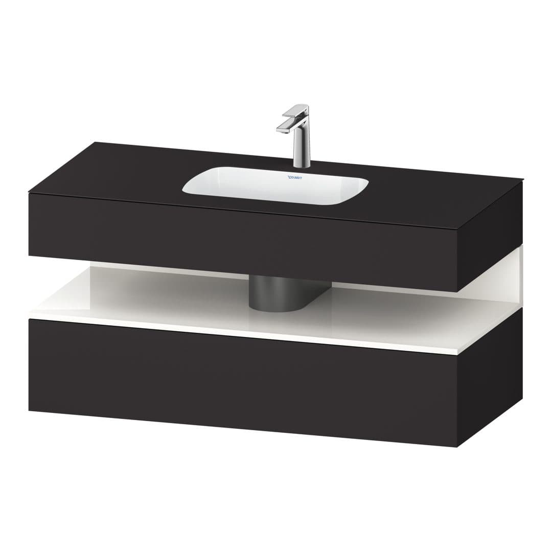 Duravit Collection One – Έπιπλο Νιπτήρα – 1200 mm, με νιπτήρα, με κονσόλα, 1 συρτάρι, νιπτήρας κέντρο – Graphite Super Matt, Decor (QA4787022800000)