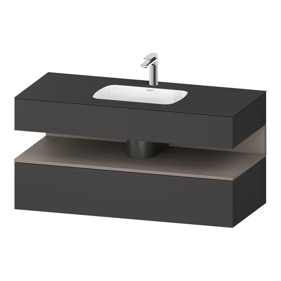 Duravit Collection One – Έπιπλο Νιπτήρα – 1200 mm, με νιπτήρα, με κονσόλα, 1 συρτάρι, νιπτήρας κέντρο, Basalte Graphite Matt – Graphite Matt, Decor (QA4787043490000)