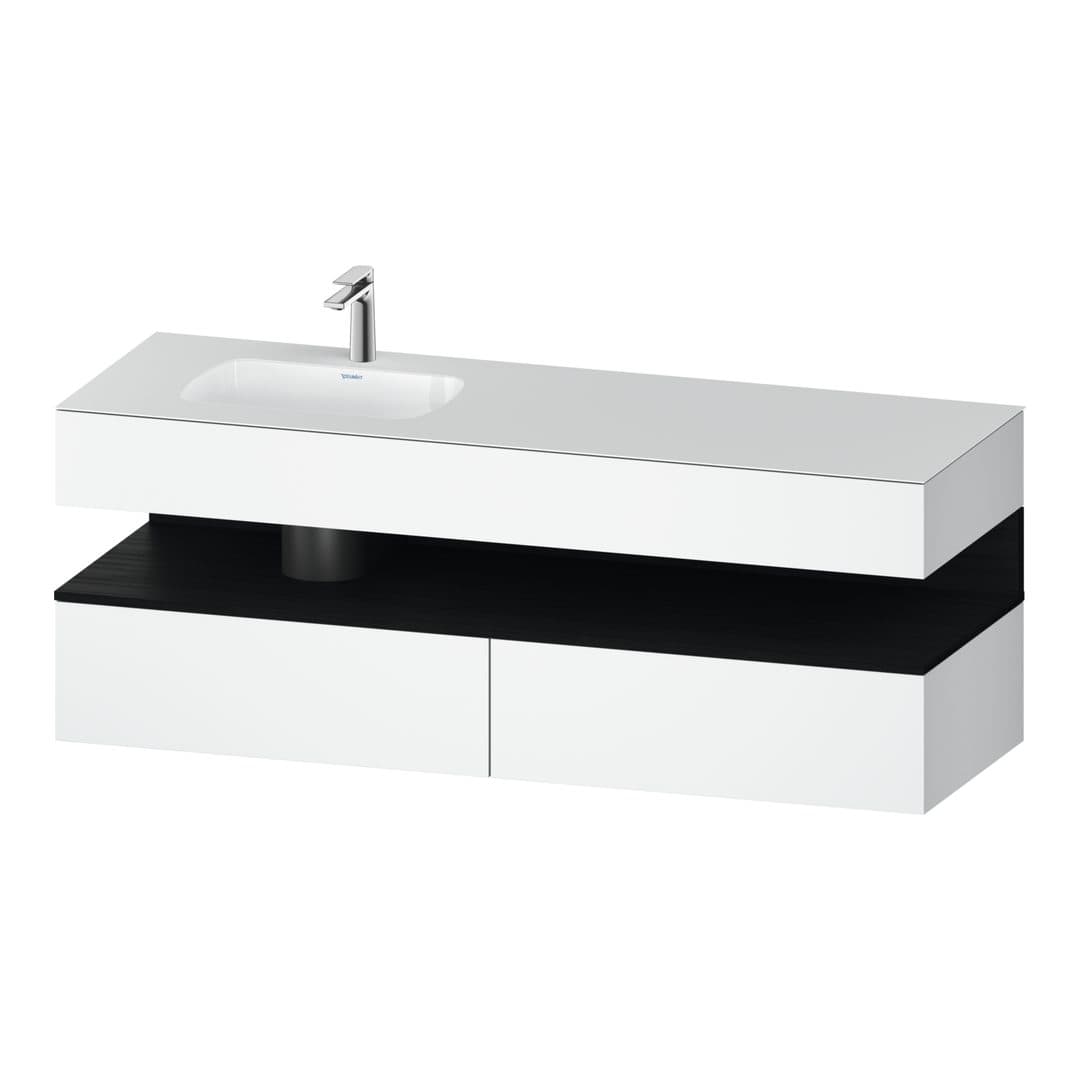 Duravit Collection One – Έπιπλο Νιπτήρα – 1600 mm, με νιπτήρα, με κονσόλα, 2 συρτάρια, νιπτήρας αριστερά – White Matt, Decor (QA4795016180000)