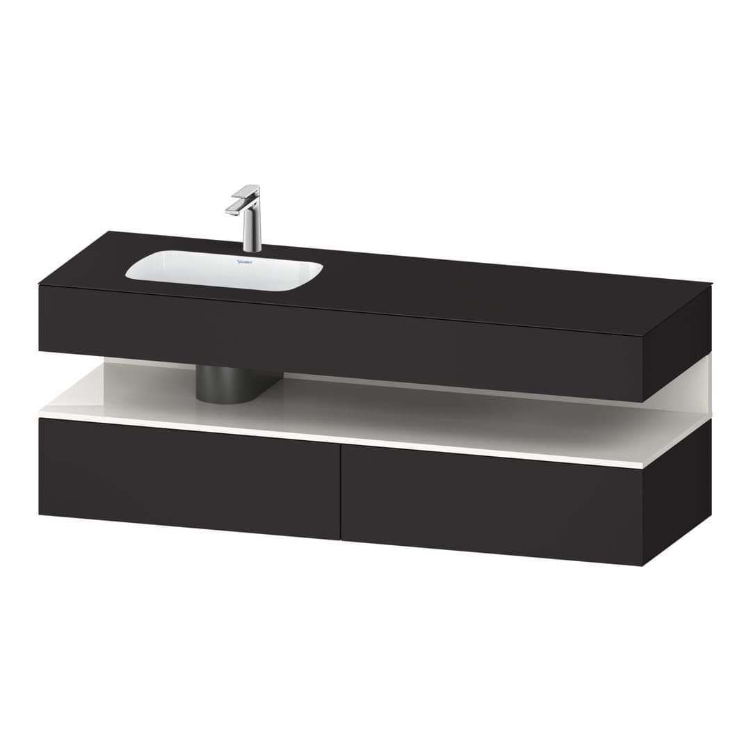 Duravit Collection One – Έπιπλο Νιπτήρα – 1600 mm, με νιπτήρα, με κονσόλα, 2 συρτάρια, νιπτήρας αριστερά, με φωτισμό LED – Graphite Super Matt, Decor (QA4795022800010)