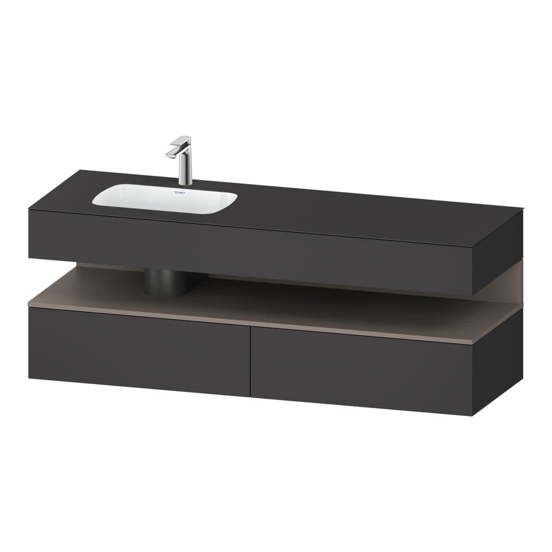 Duravit Collection One – Έπιπλο Νιπτήρα – 1600 mm, με νιπτήρα, με κονσόλα, 2 συρτάρια, νιπτήρας αριστερά, με φωτισμό LED, Basalte Graphite Matt – Graphite Matt, Decor (QA4795043490010)
