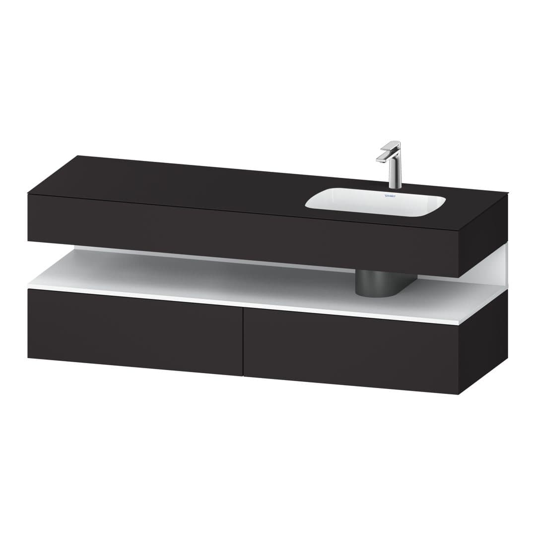 Duravit Collection One – Έπιπλο Νιπτήρα – 1600 mm, με νιπτήρα, με κονσόλα, 2 συρτάρια, νιπτήρας δεξιά, με φωτισμό LED, Graphite White Matt Super Matt – Graphite Super Matt, Decor (QA4796018800010)