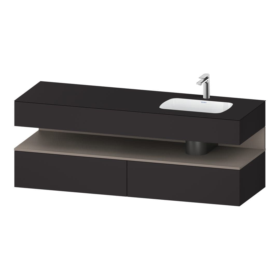 Duravit Collection One – Έπιπλο Νιπτήρα – 1600 mm, με νιπτήρα, με κονσόλα, 2 συρτάρια, νιπτήρας δεξιά, με φωτισμό LED, Basalte Graphite Matt Super Matt – Graphite Super Matt, Decor (QA4796043800010)
