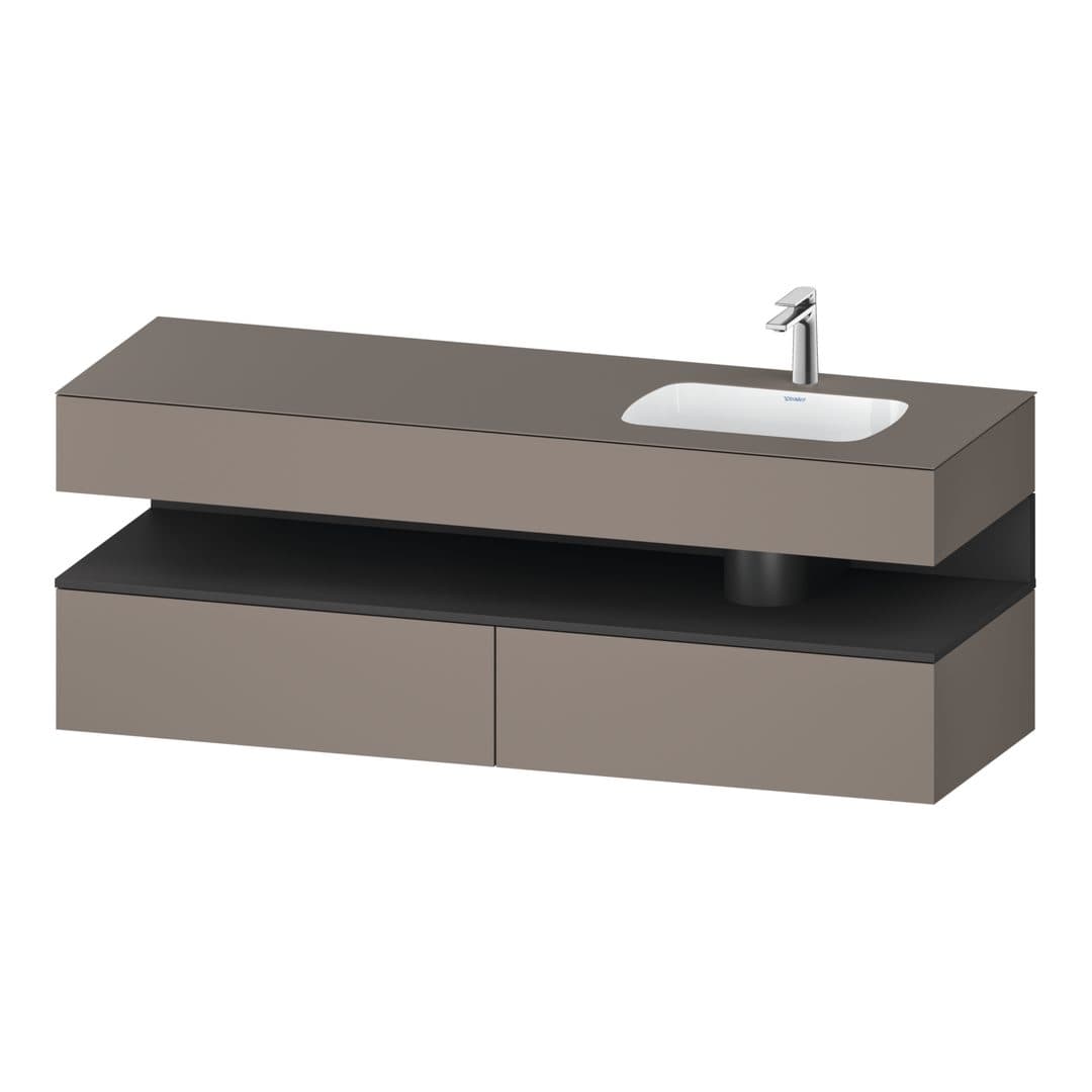 Duravit Collection One – Έπιπλο Νιπτήρα – 1600 mm, με νιπτήρα, με κονσόλα, 2 συρτάρια, νιπτήρας δεξιά, Basalte Graphite Matt – Basalte Matt, Decor (QA4796049430000)