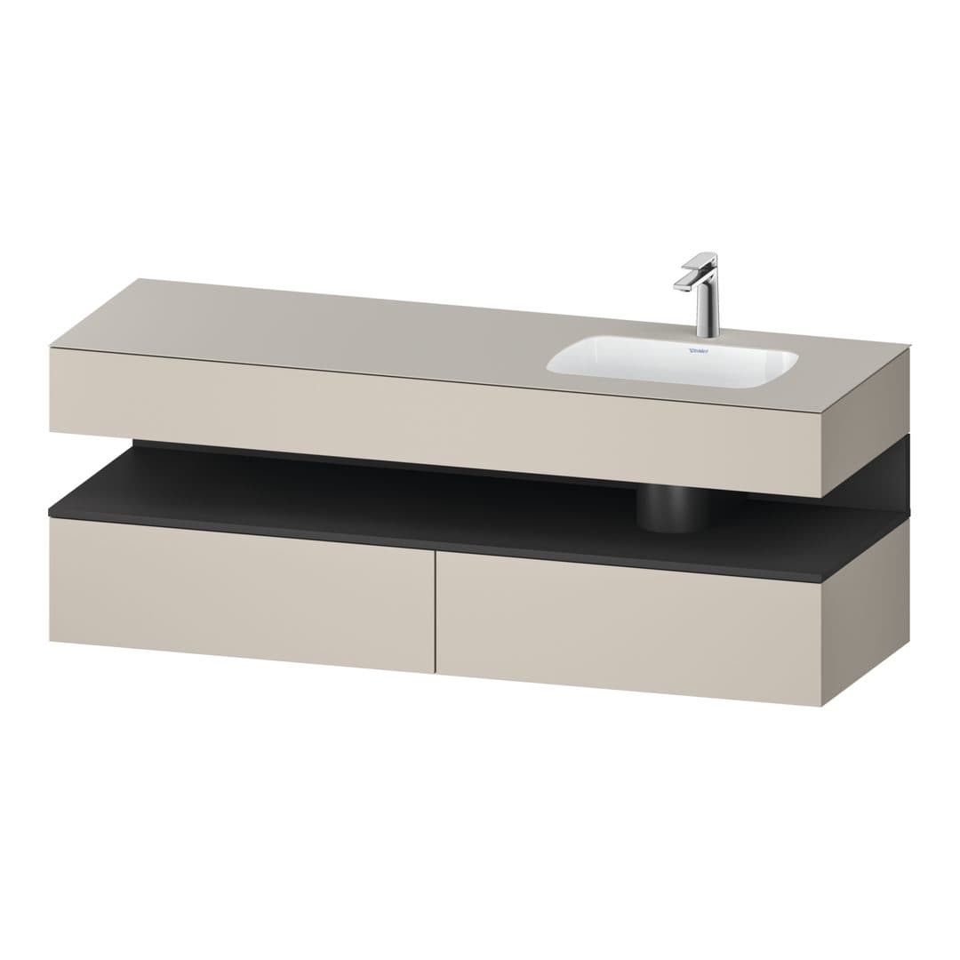 Duravit Collection One – Έπιπλο Νιπτήρα – 1600 mm, με νιπτήρα, με κονσόλα, 2 συρτάρια, νιπτήρας δεξιά, με φωτισμό LED, Graphite Taupe Matt – Taupe Matt, Decor (QA4796049910010)