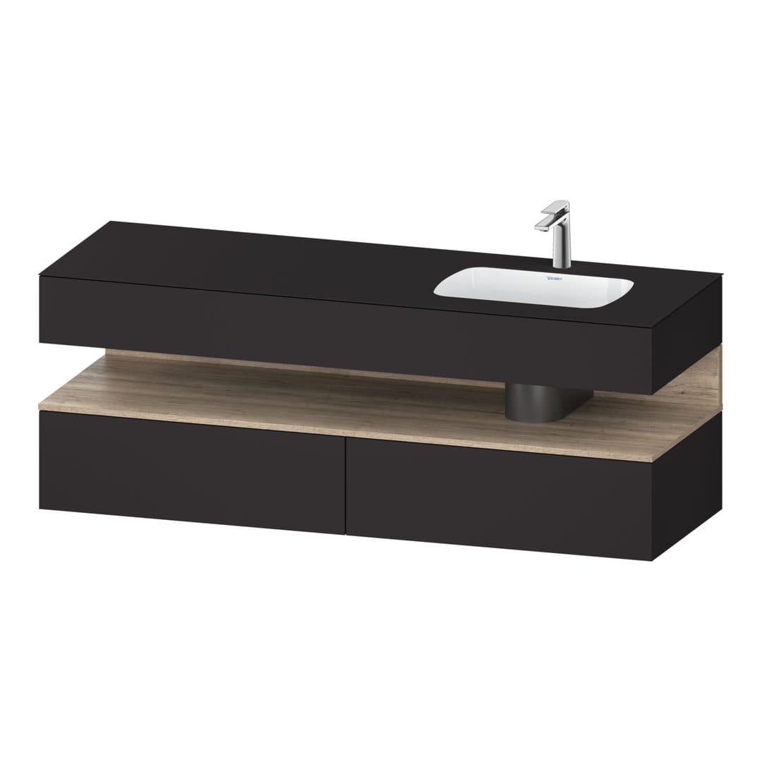 Duravit Collection One – Έπιπλο Νιπτήρα – 1600 mm, με νιπτήρα, με κονσόλα, 2 συρτάρια, νιπτήρας δεξιά, Marbled Oak Graphite Matt Super Matt – Graphite Super Matt, Decor (QA4796055800000)