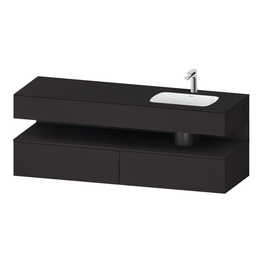 Duravit Collection One – Έπιπλο Νιπτήρα – 1600 mm, με νιπτήρα, με κονσόλα, 2 συρτάρια, νιπτήρας δεξιά – Graphite Super Matt, Decor (QA4796080800000)
