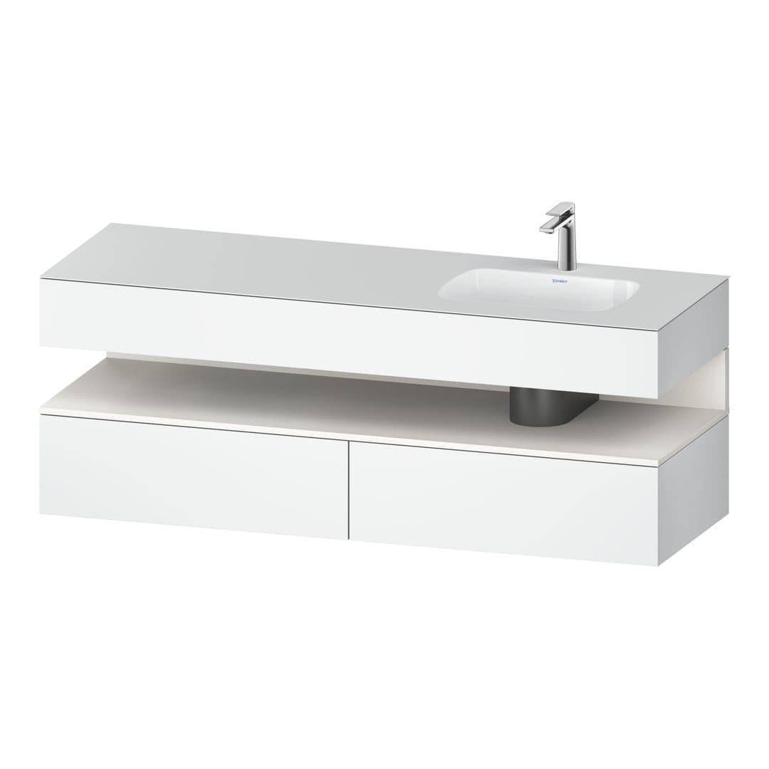Duravit Collection One – Έπιπλο Νιπτήρα – 1600 mm, με νιπτήρα, με κονσόλα, 2 συρτάρια, νιπτήρας δεξιά, με φωτισμό LED, White Matt Super Matt – White Matt, Decor (QA4796084180010)