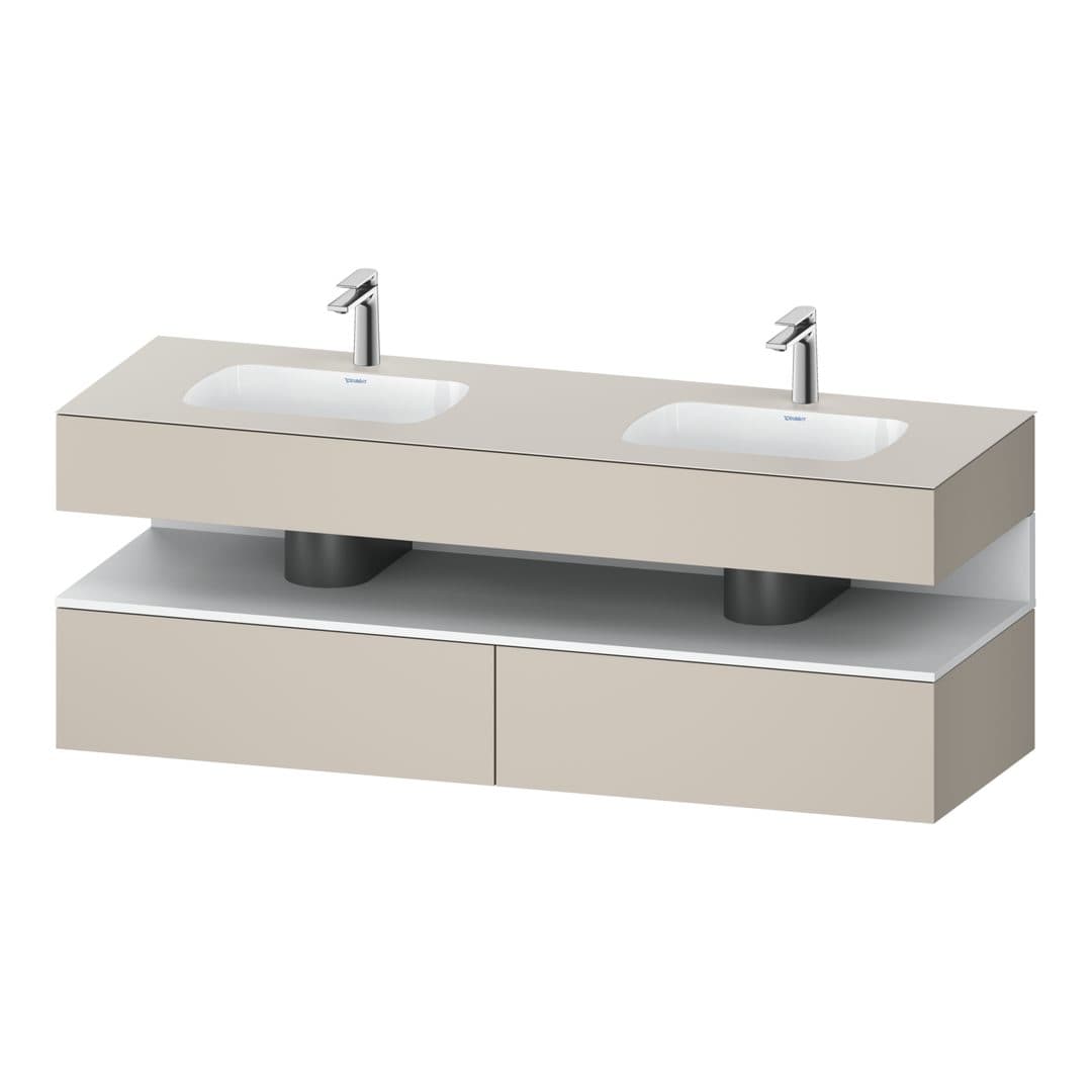 Duravit Collection One – Έπιπλο Νιπτήρα – 1600 mm, με νιπτήρα, με κονσόλα, 2 συρτάρια, Taupe White Matt – Taupe Matt, Decor (QA4797018910000)