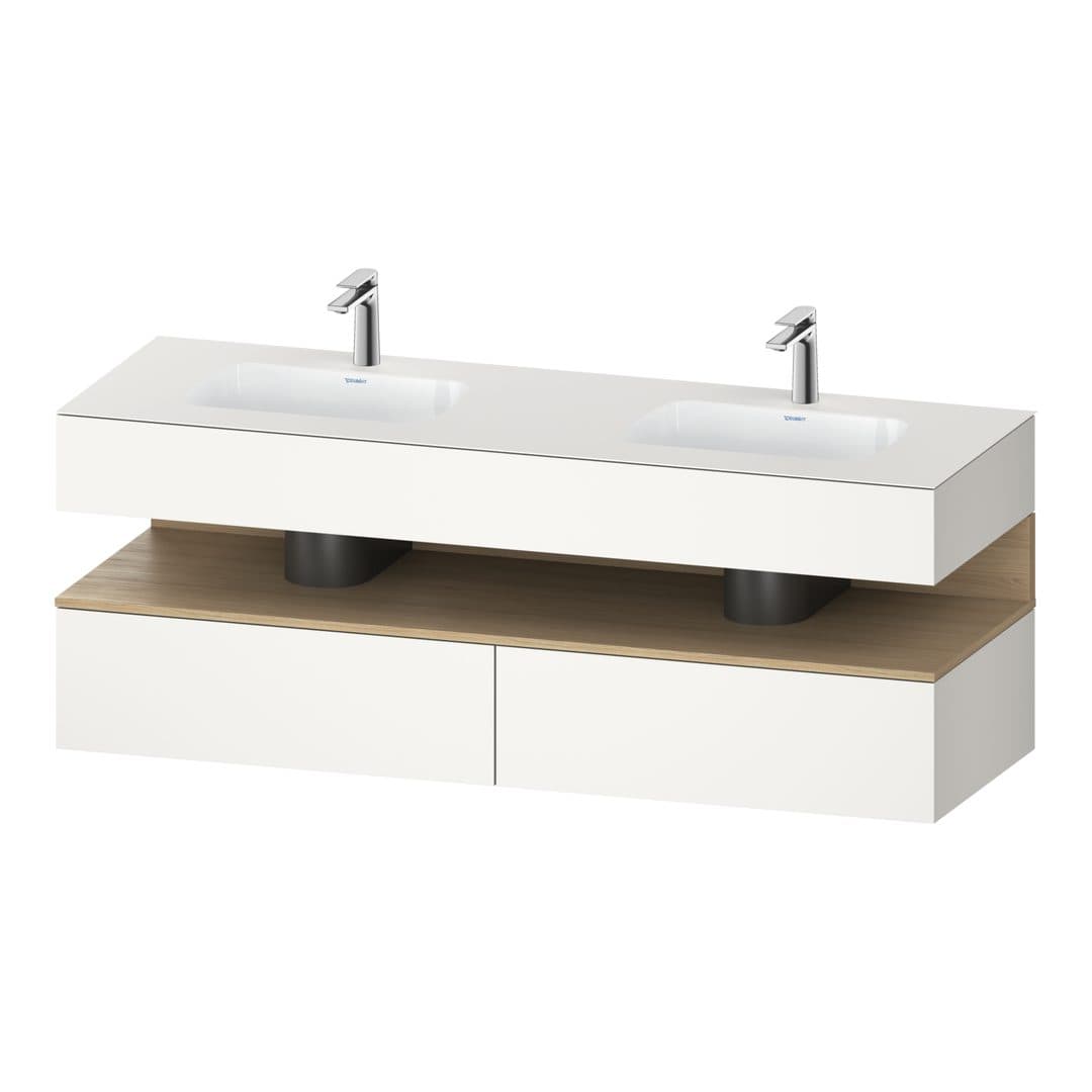 Duravit Collection One – Έπιπλο Νιπτήρα – 1600 mm, με νιπτήρα, με κονσόλα, 2 συρτάρια, με φωτισμό LED, Natural oak White Matt Super Matt – White Super Matt, Decor (QA4797030840010)