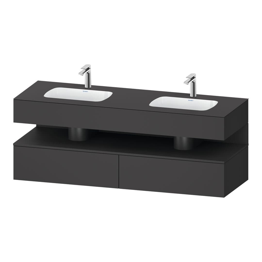 Duravit Collection One – Έπιπλο Νιπτήρα – 1600 mm, με νιπτήρα, με κονσόλα, 2 συρτάρια, με φωτισμό LED – Graphite Matt, Decor (QA4797049490010)