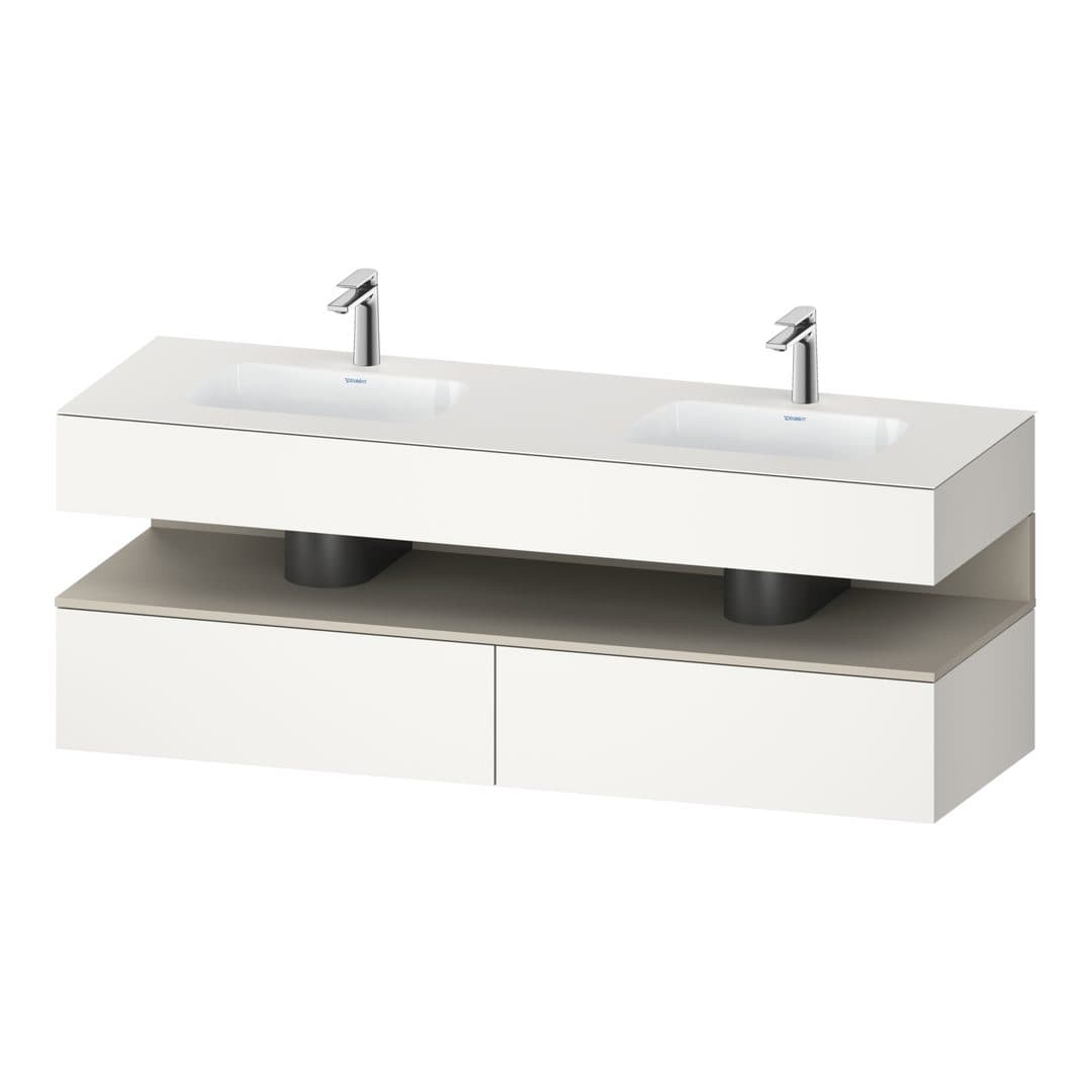 Duravit Collection One – Έπιπλο Νιπτήρα – 1600 mm, με νιπτήρα, με κονσόλα, 2 συρτάρια, με φωτισμό LED, Taupe White Super Matt – White Super Matt, Decor (QA4797083840010)