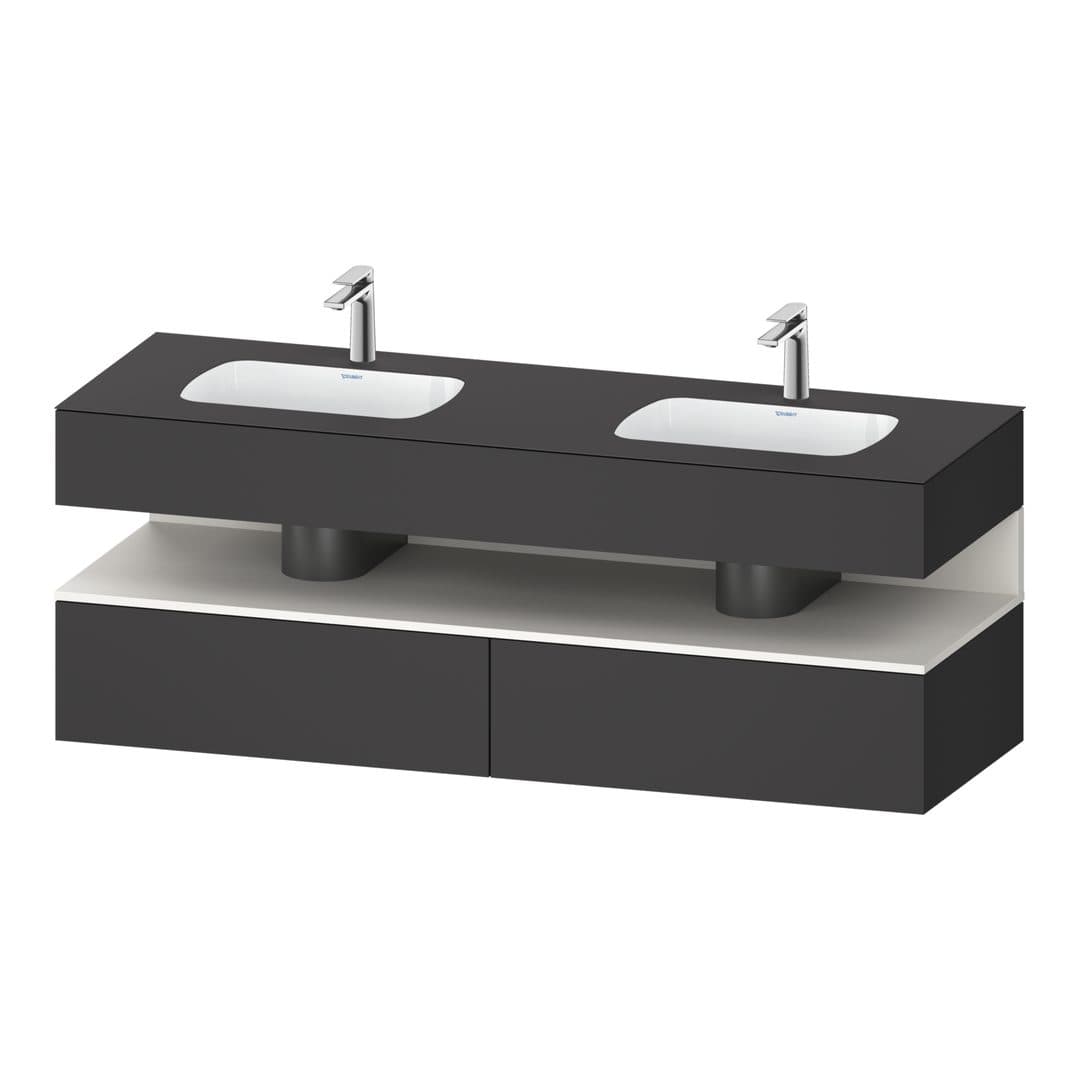 Duravit Collection One – Έπιπλο Νιπτήρα – 1600 mm, με νιπτήρα, με κονσόλα, 2 συρτάρια, Graphite White Matt Super Matt – Graphite Matt, Decor (QA4797084490000)