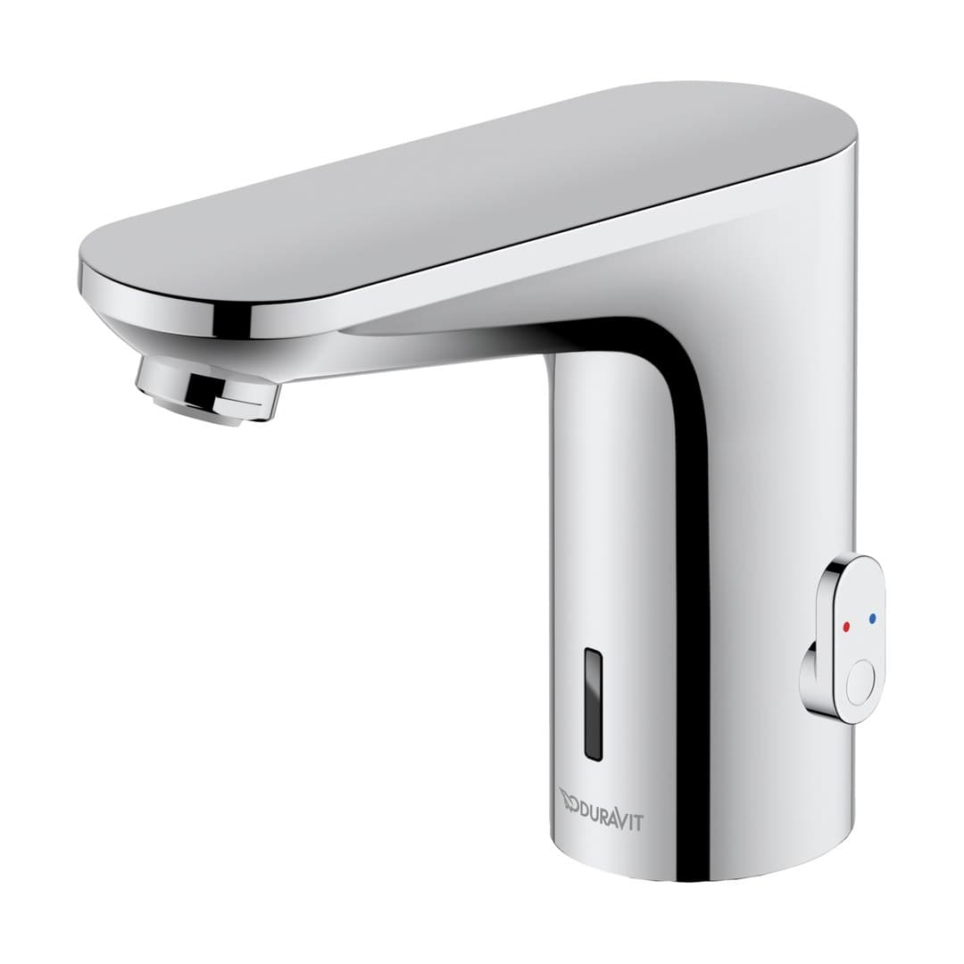 Duravit Sensor 1 – Μπαταρία Νιπτήρα – ηλεκτρονική, ρεύματος, ρύθμιση θερμοκρασίας, σύνδεση σπιράλ 3/8", παροχή 1,6 l/min – Chrome High Gloss (SE1094017010)
