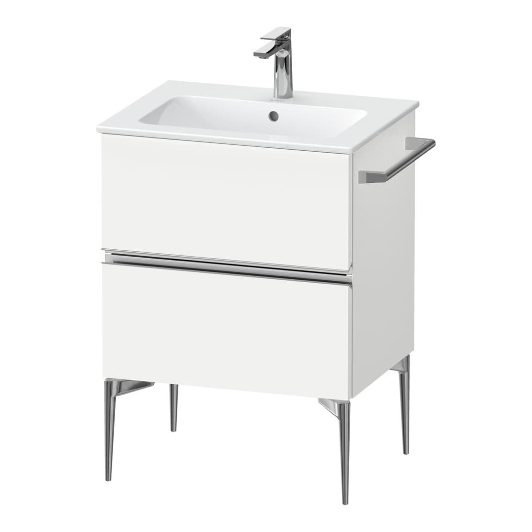 Duravit Sivida – Έπιπλο Νιπτήρα – 610 mm, 2 συρτάρια, νιπτήρας κέντρο, 610 x 477 x 591 mm, Chrome Glossy – White Matt, Decor (SV4643010180000)