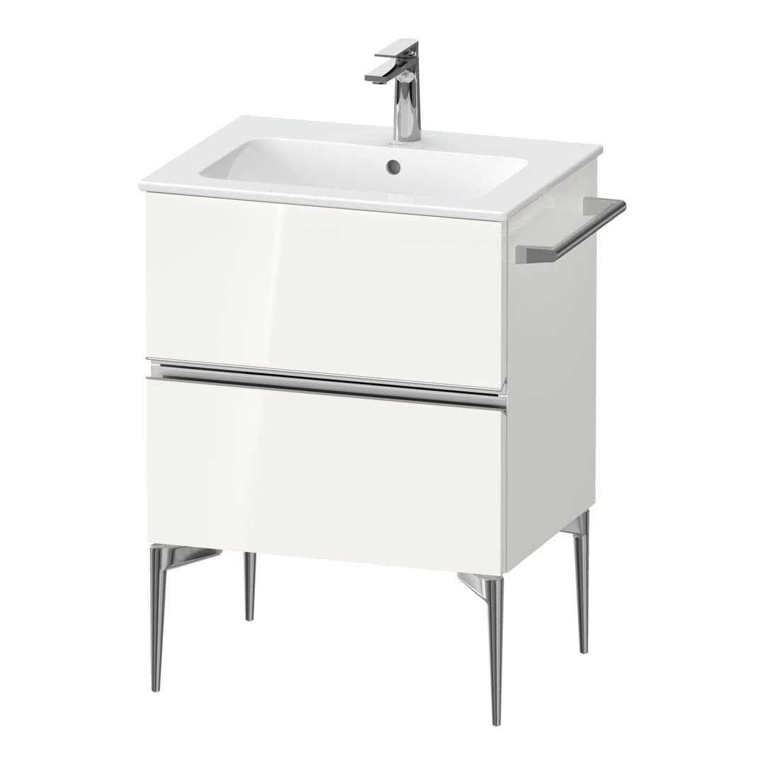 Duravit Sivida – Έπιπλο Νιπτήρα – 610 mm, 2 συρτάρια, νιπτήρας κέντρο, 610 x 477 x 591 mm, Chrome Glossy – White High Gloss, Decor (SV4643010220000)